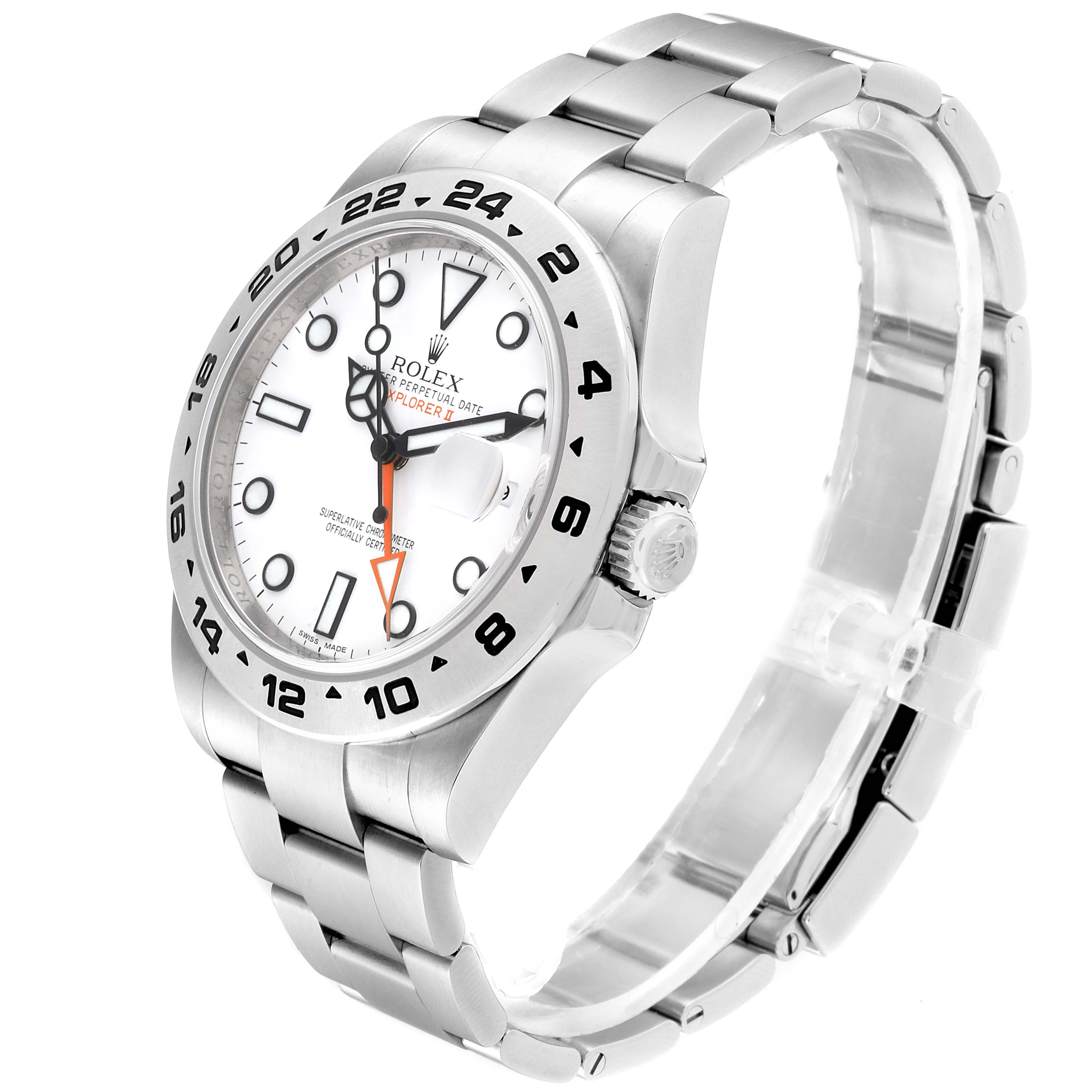 The Rolex Explorer 216570 Men
s Stainless Steel White Dial 216570 Men
s Stainless Steel White Dial model watch is shown at a slight angle, highlighting the face, bezel, crown, and bracelet.