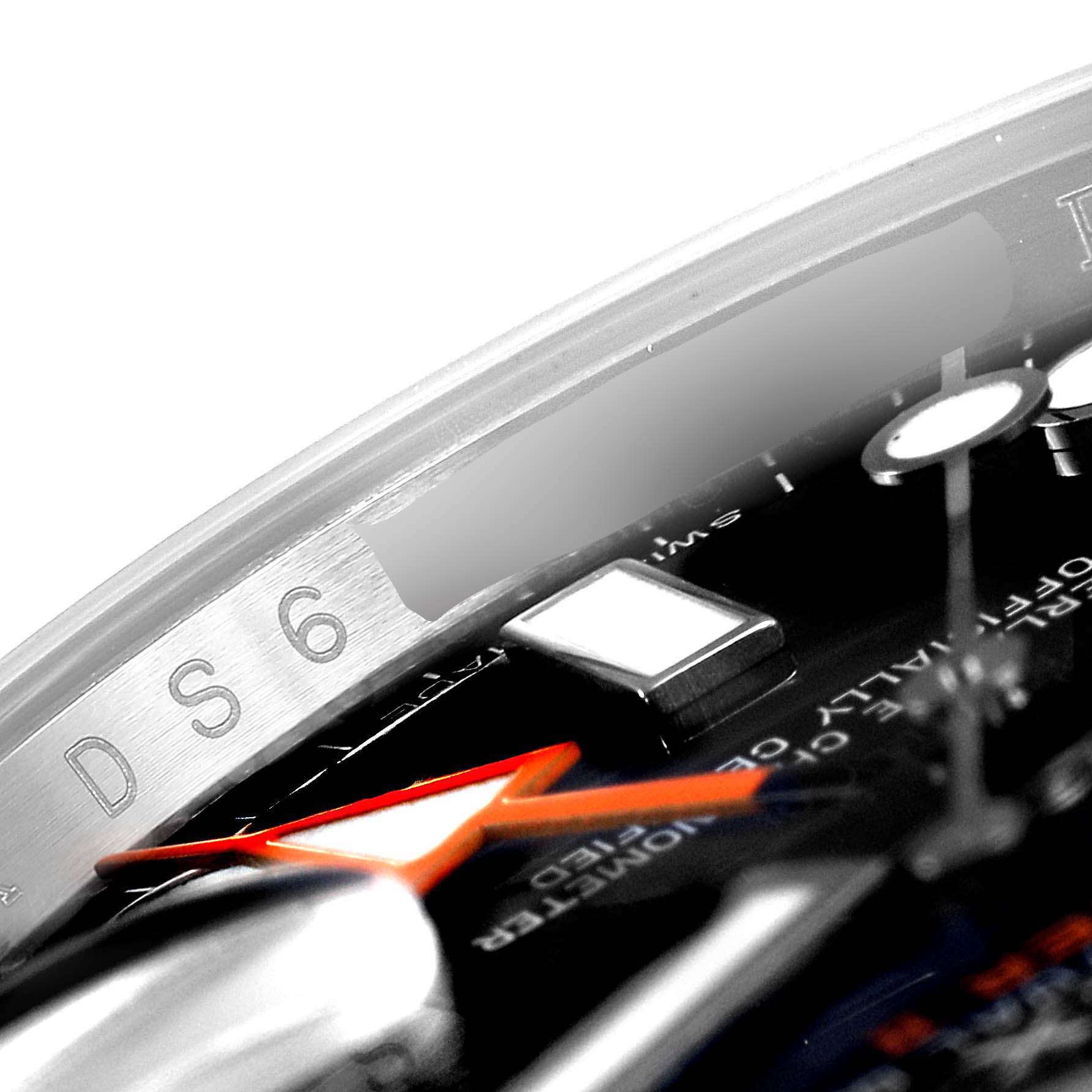 The image shows a close-up of the dial, hands, and inner bezel of a Rolex Explorer 216570 Men
s Stainless Steel Black Dial 216570 Men
s Stainless Steel Black Dial watch.