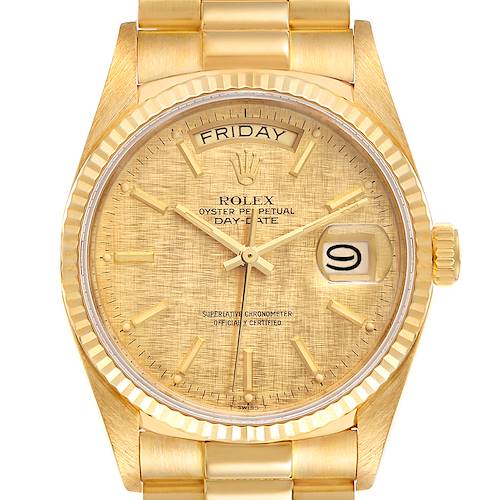 Photo of Rolex President Day-Date 36mm Yellow Gold Linen Dial Mens Watch 18038