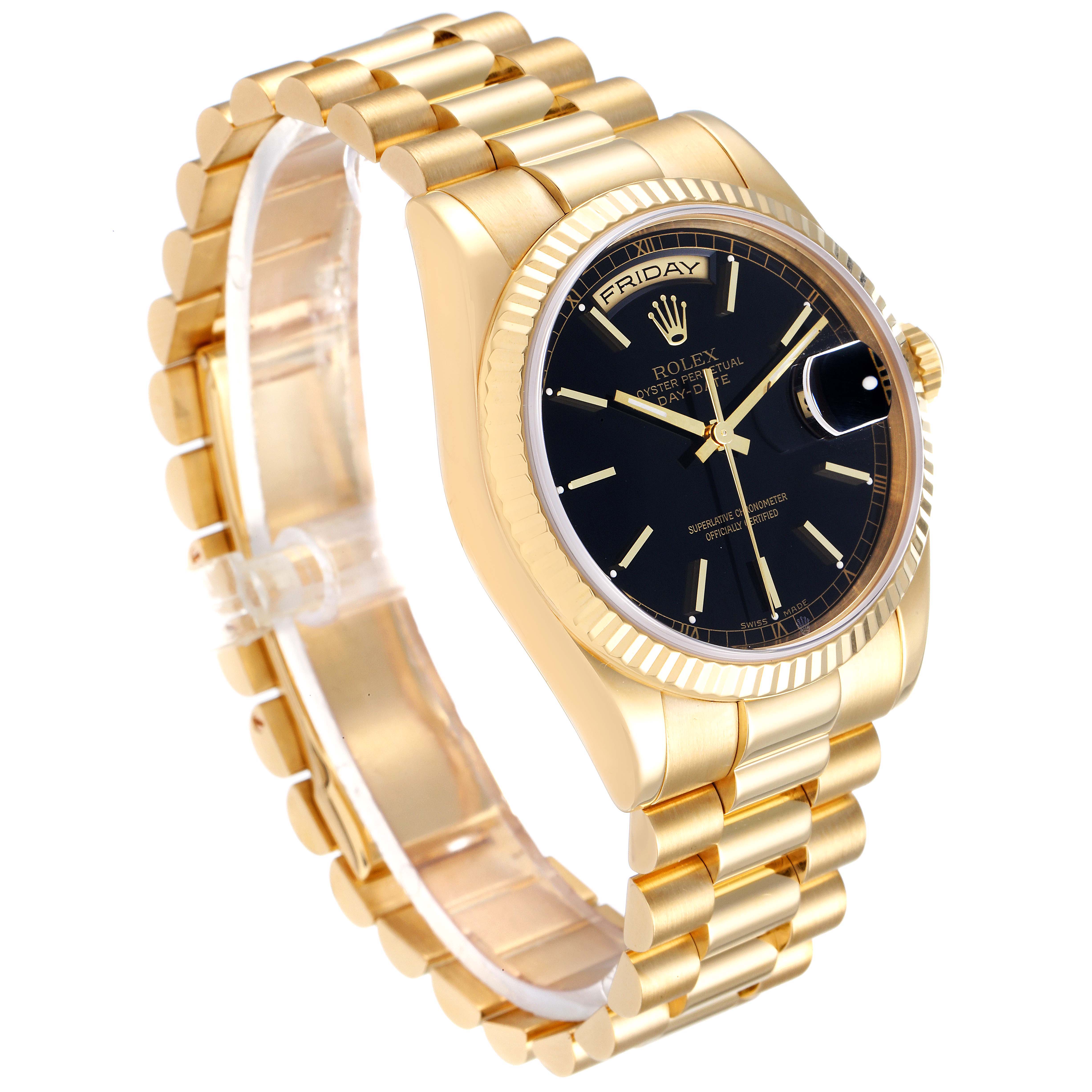 Rolex Day-Date 36 Yellow Gold Black Diamond & Rubies Dial