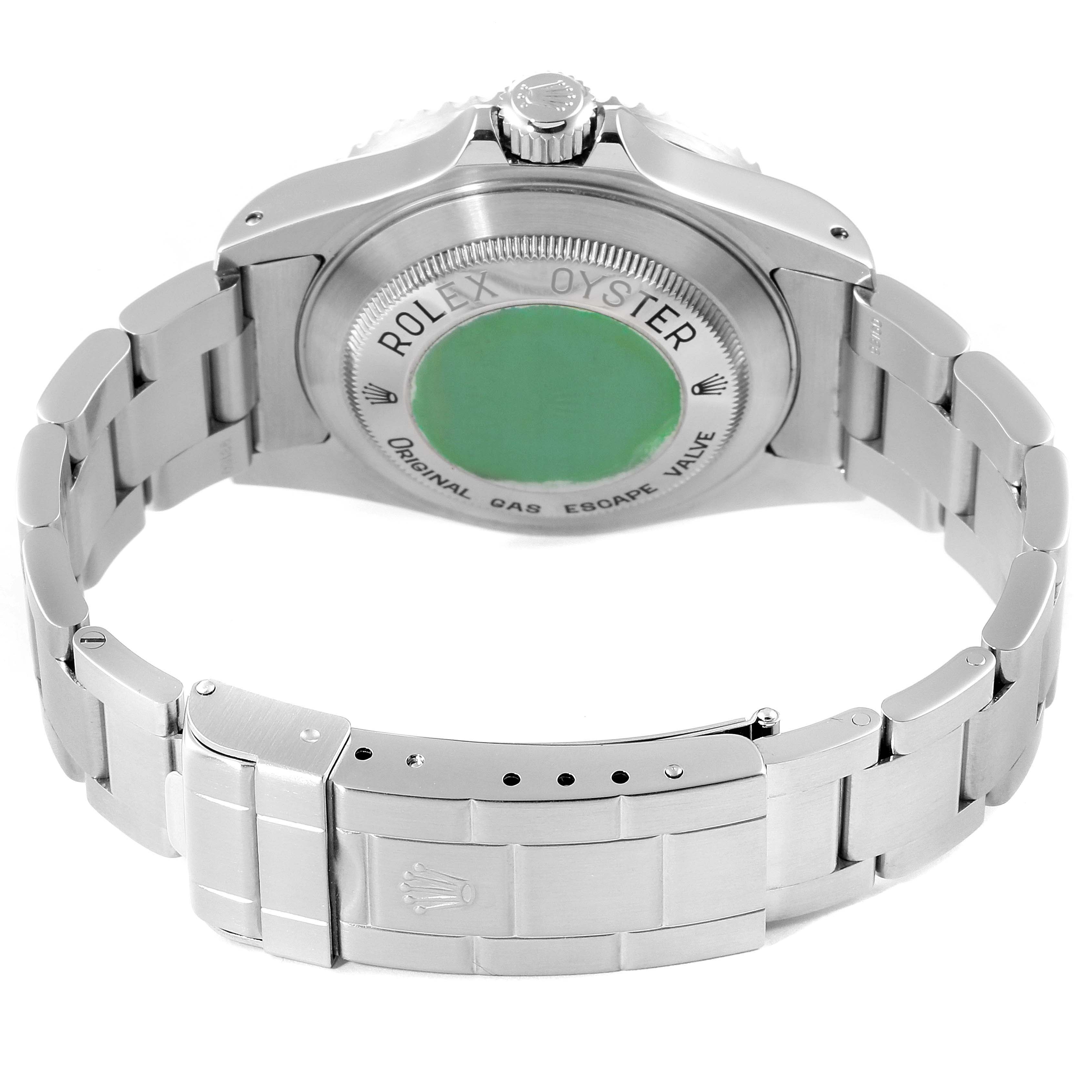 This image shows the backside and bracelet of a Rolex Sea-Dweller 16600 Men
s Stainless Steel Black Dial 16600 Men
s Stainless Steel Black Dial watch, emphasizing the case back and clasp.