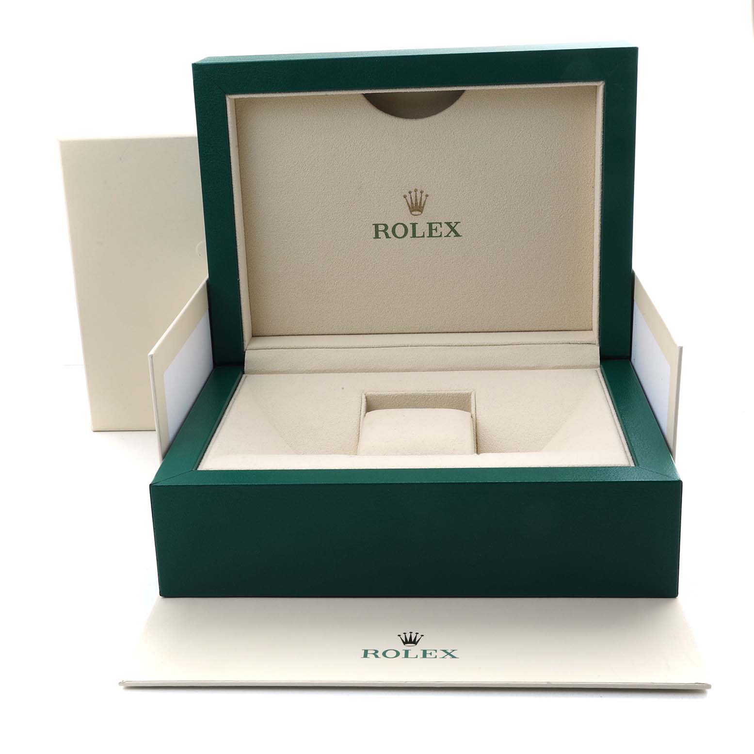 The image shows an open Rolex Sea-Dweller 116600 Men's Stainless Steel Black Dial watch box, featuring an interior watch cushion and the Rolex logo.