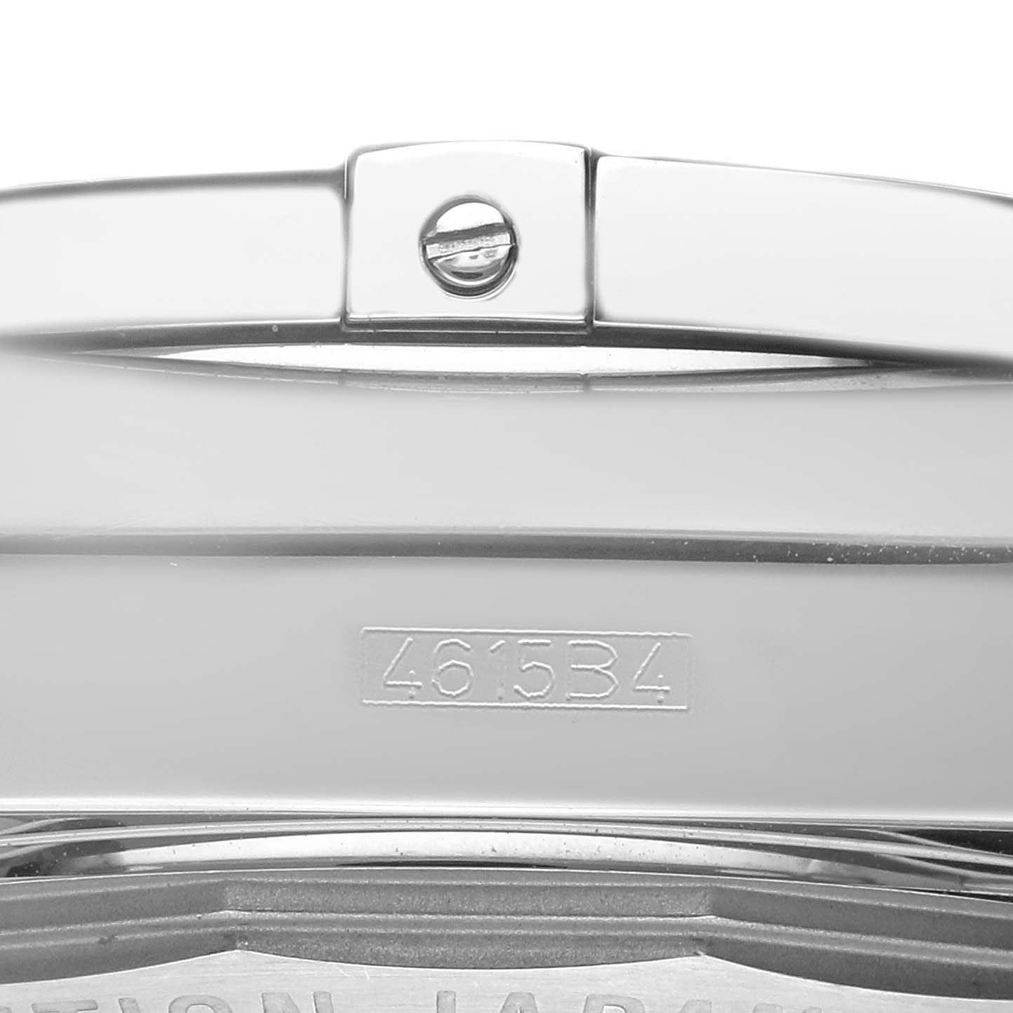 The image shows a close-up of the clasp and part of the bracelet of a Breitling Chronomat AB0111 men's watch.