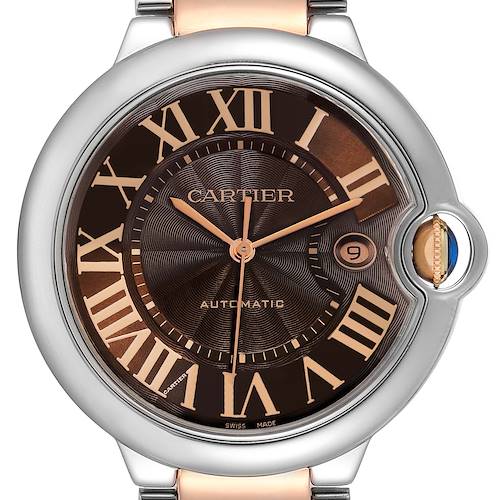 Photo of Cartier Ballon Bleu Steel Rose Gold Chocolate Dial Mens Watch W6920032