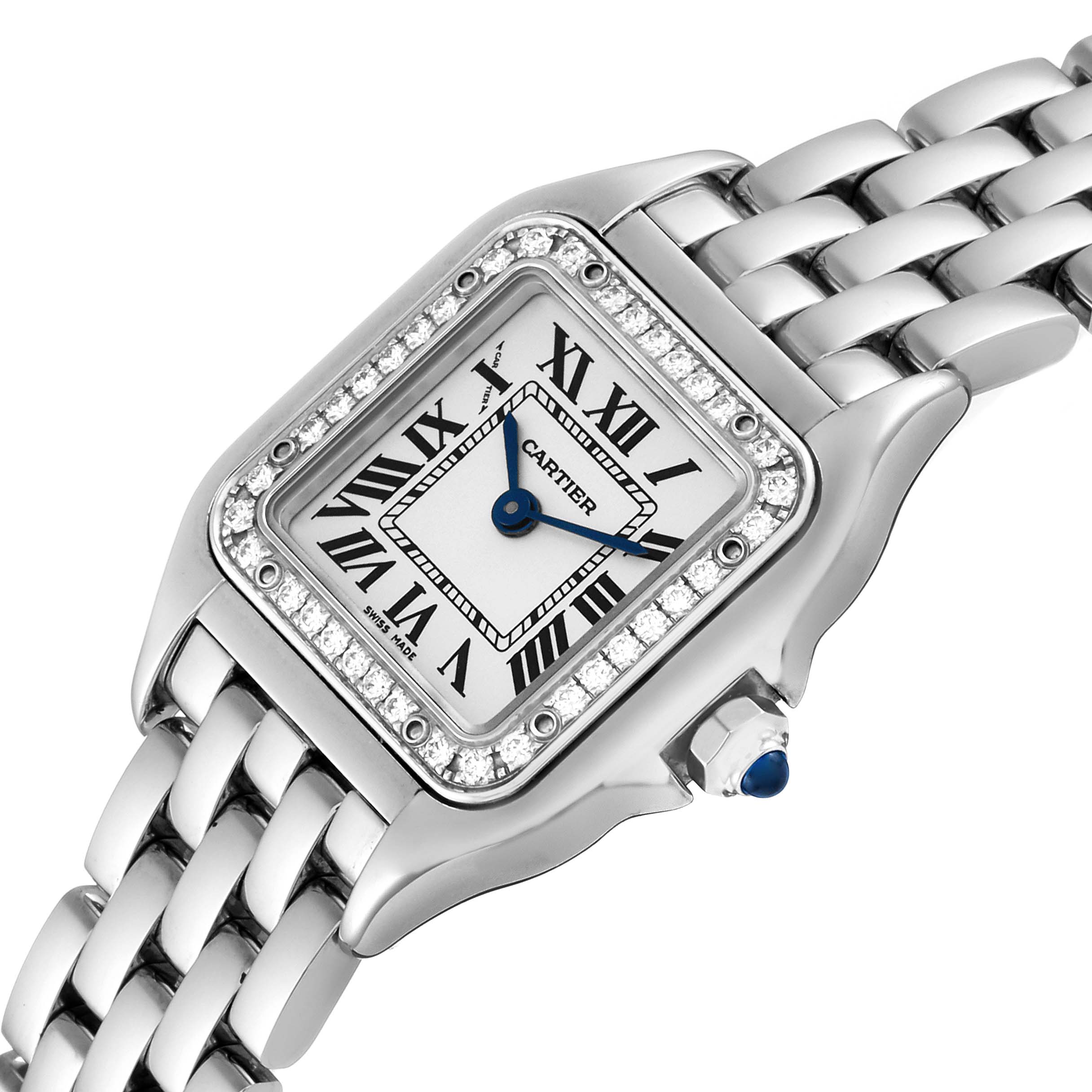 Cartier Panthere Small Steel Diamond Bezel Ladies Watch W4PN0007 Box ...