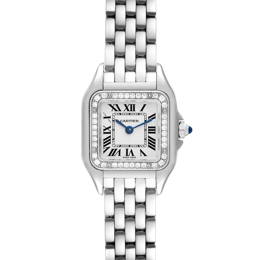 Cartier Panthere Steel Diamond Bezel Ladies Watch W4PN0007 Box Papers SwissWatchExpo