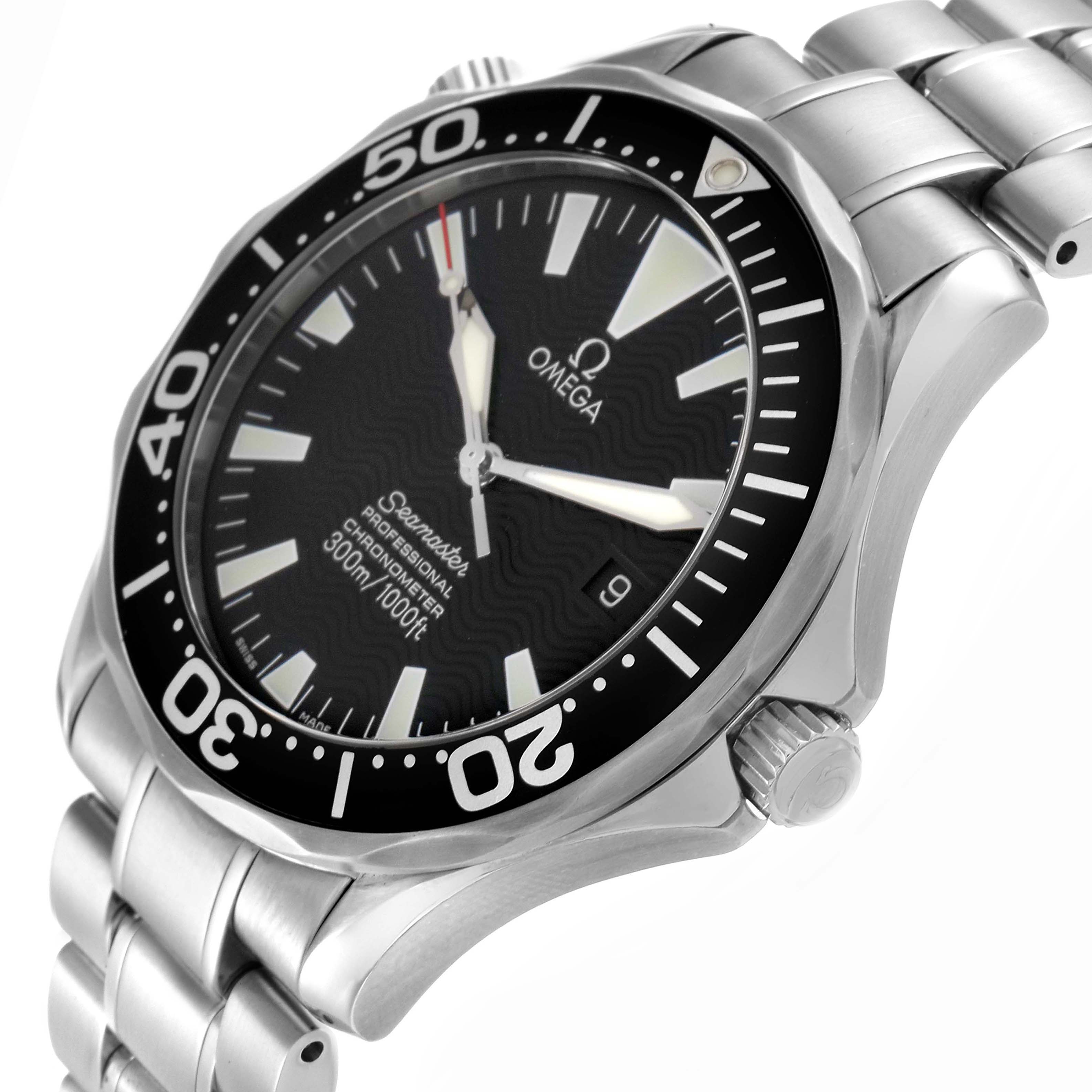 The Omega Seamaster model 2254.50.00 is shown at an angle displaying the face, bezel, and part of the stainless steel bracelet.
