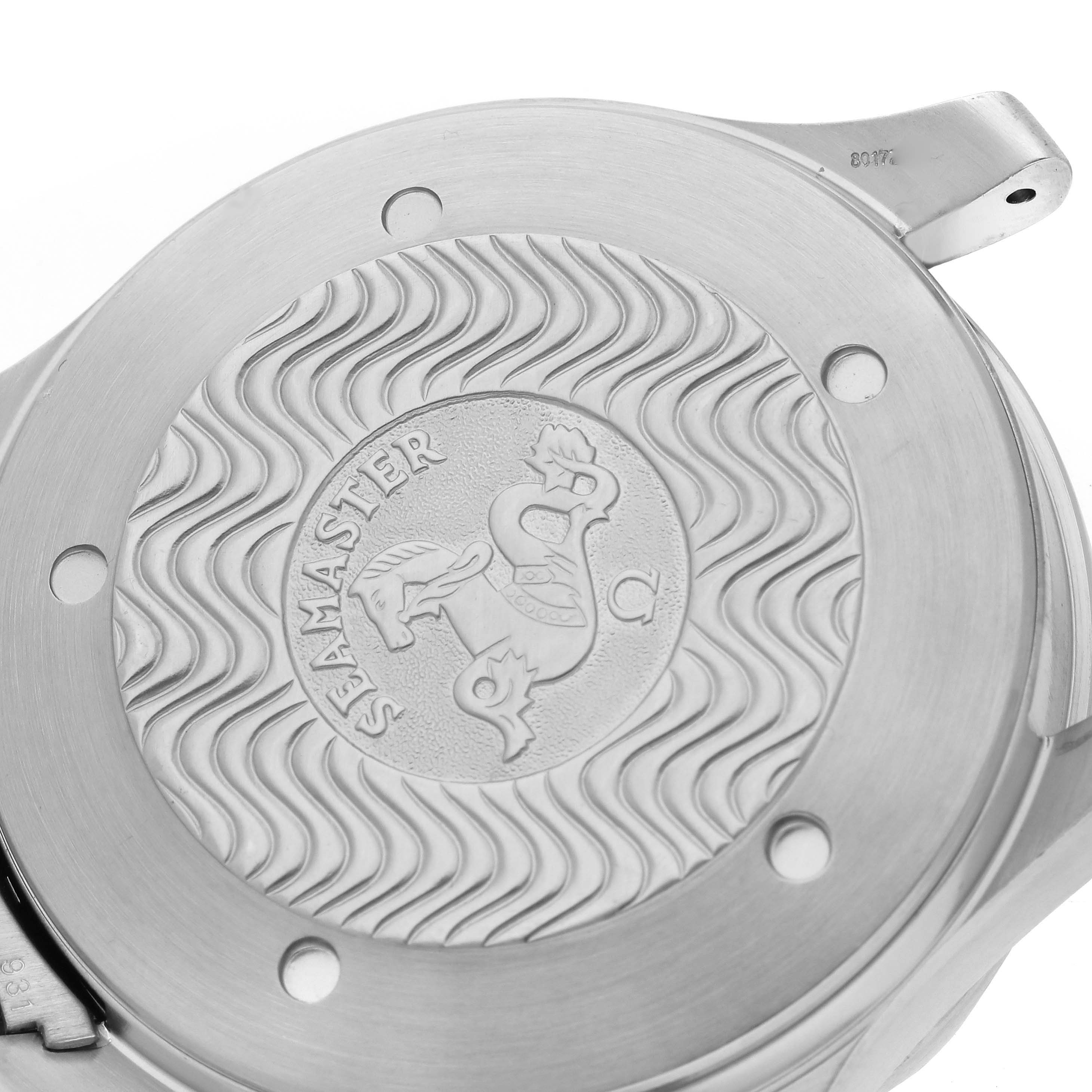 This is a close-up view of the Omega Seamaster 2538.20.00 Men
s Stainless Steel White Dial 2538.20.00 Men
s Stainless Steel White Dial watch case back, showcasing its engraved design.