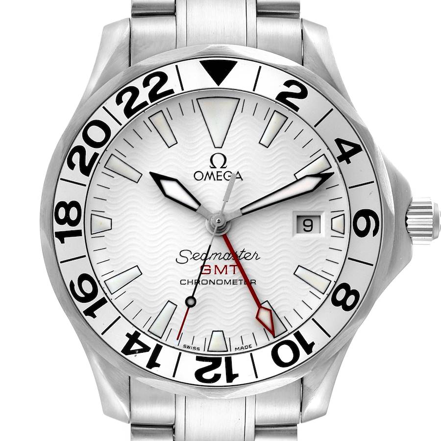 Omega Seamaster Diver 300M GMT Great White Dial Mens Watch 2538.20.00 SwissWatchExpo