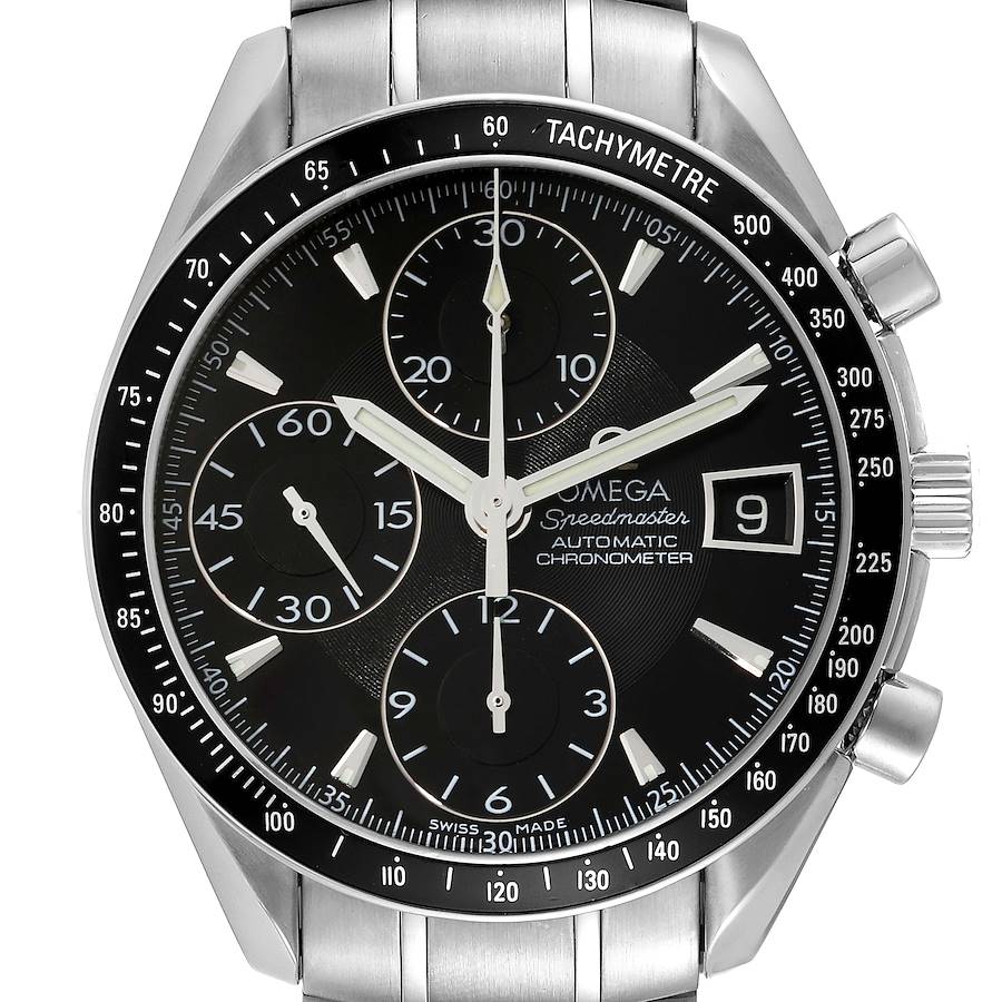 Omega Speedmaster Date Chronograph Black Dial Mens Watch 3210.50.00 Card SwissWatchExpo