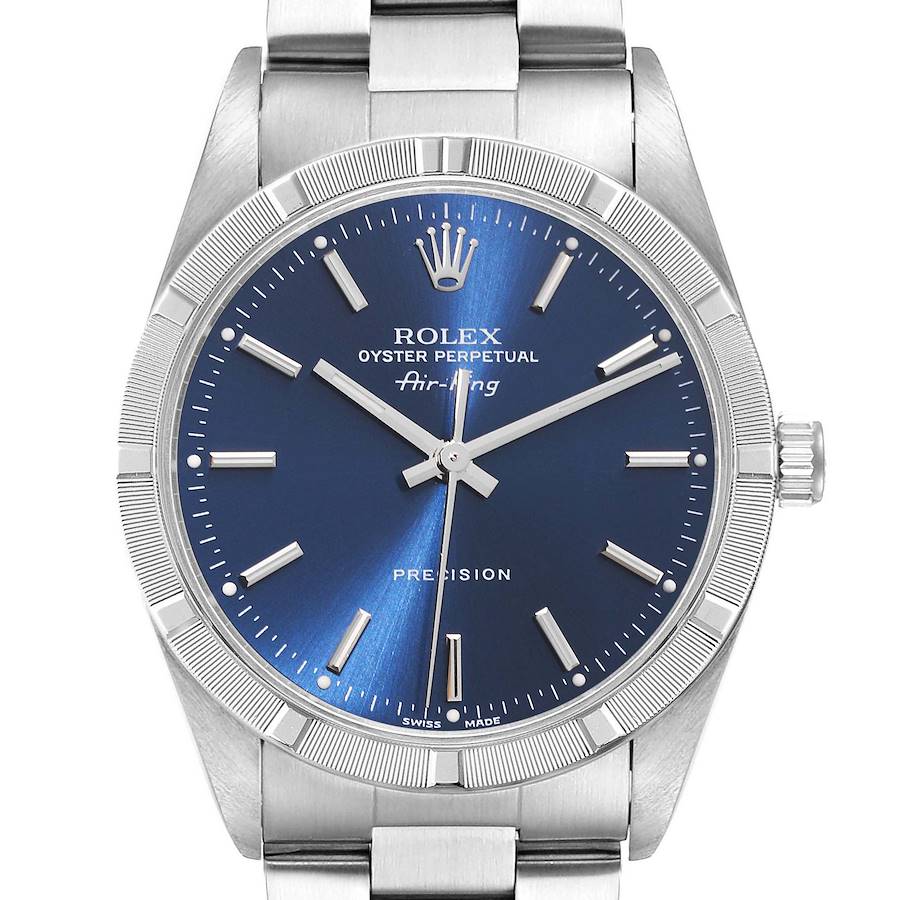 Rolex Air King Blue Dial 34mm Oyster Bracelet Steel Mens Watch 14010 SwissWatchExpo