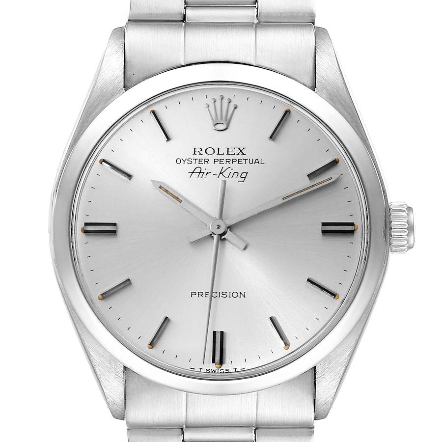 Rolex Air King Precision Silver Dial Vintage Steel Mens Watch 5500 SwissWatchExpo