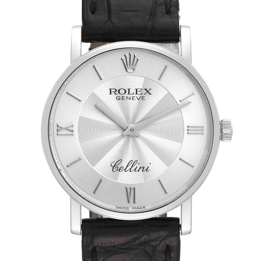 Rolex Cellini Classic White Gold Decorated Silver Dial Mens Watch 5115 SwissWatchExpo