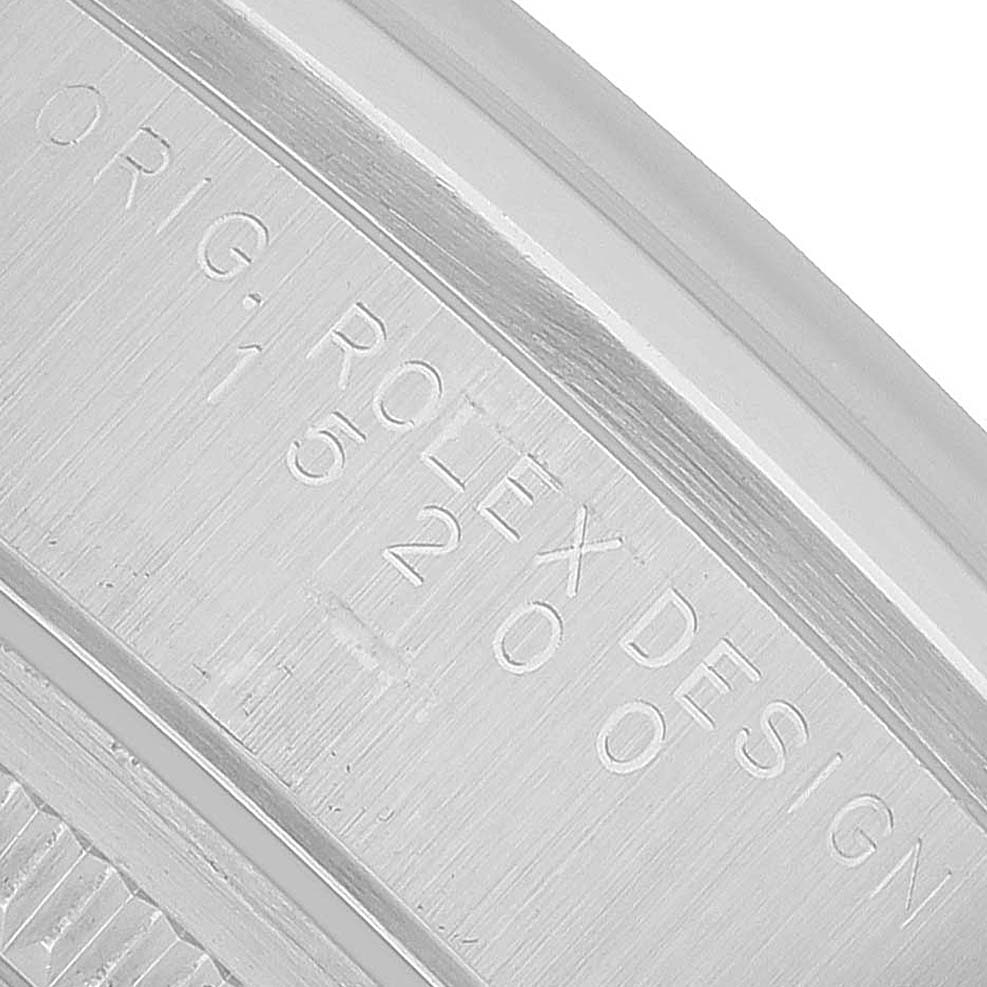 The image shows the inner case engraving of a Rolex Date 15200 Men's Stainless Steel Pink Dial model, displaying the model number "15200."