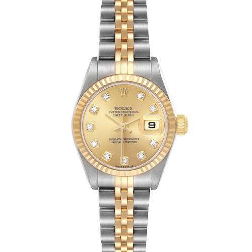 Photo of Rolex Datejust 26 Steel Yellow Gold Champagne Diamond Dial Ladies Watch 79173