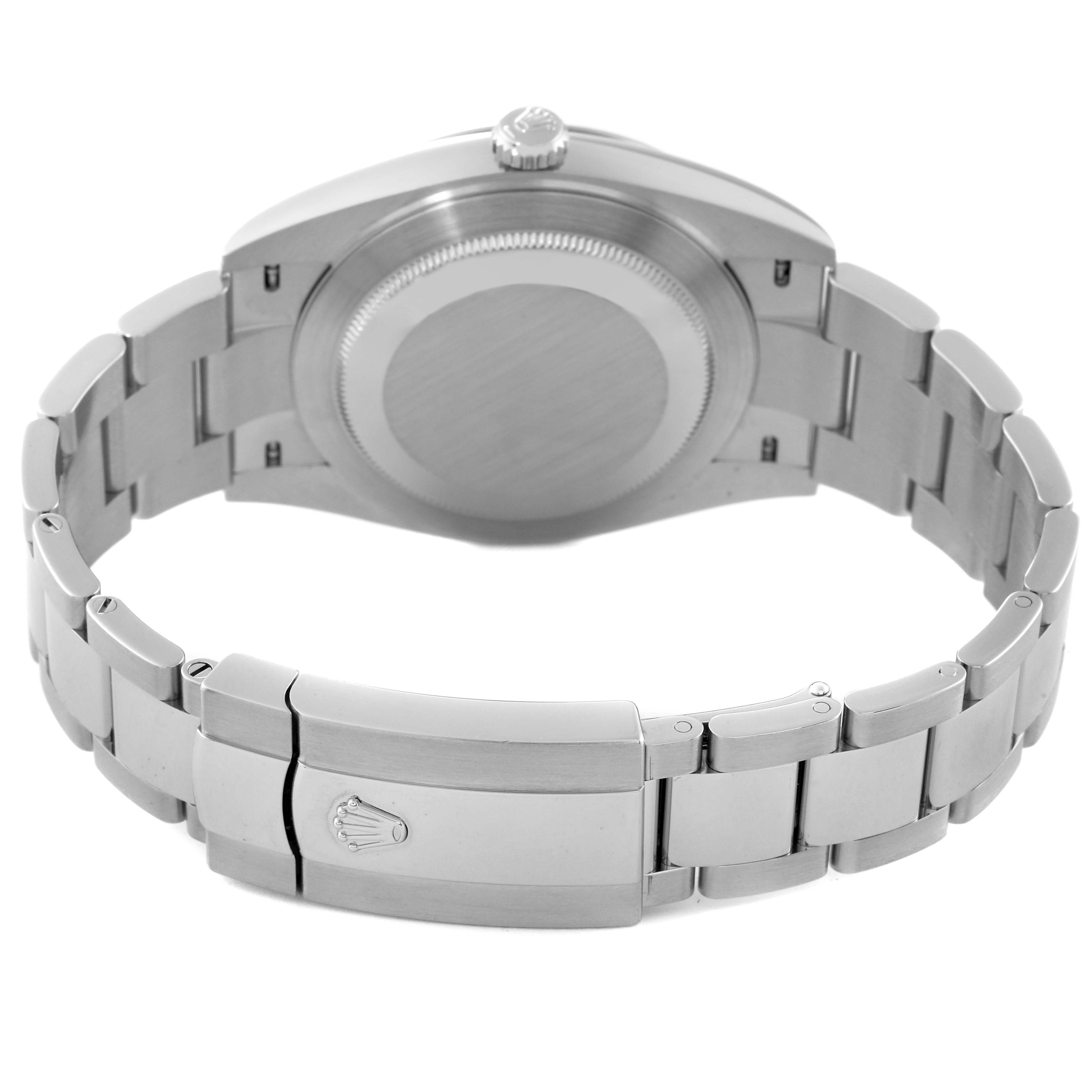 The image shows the back view of a Rolex Datejust 41 126334 Men's Stainless Steel Blue Dial 126334 Men's Stainless Steel Blue Dial watch, including the case, bracelet, and clasp.