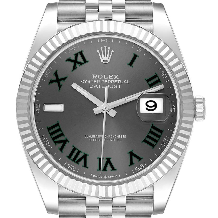 Rolex Datejust 41 Steel White Gold Wimbledon Dial Mens Watch 126334 Box Card SwissWatchExpo