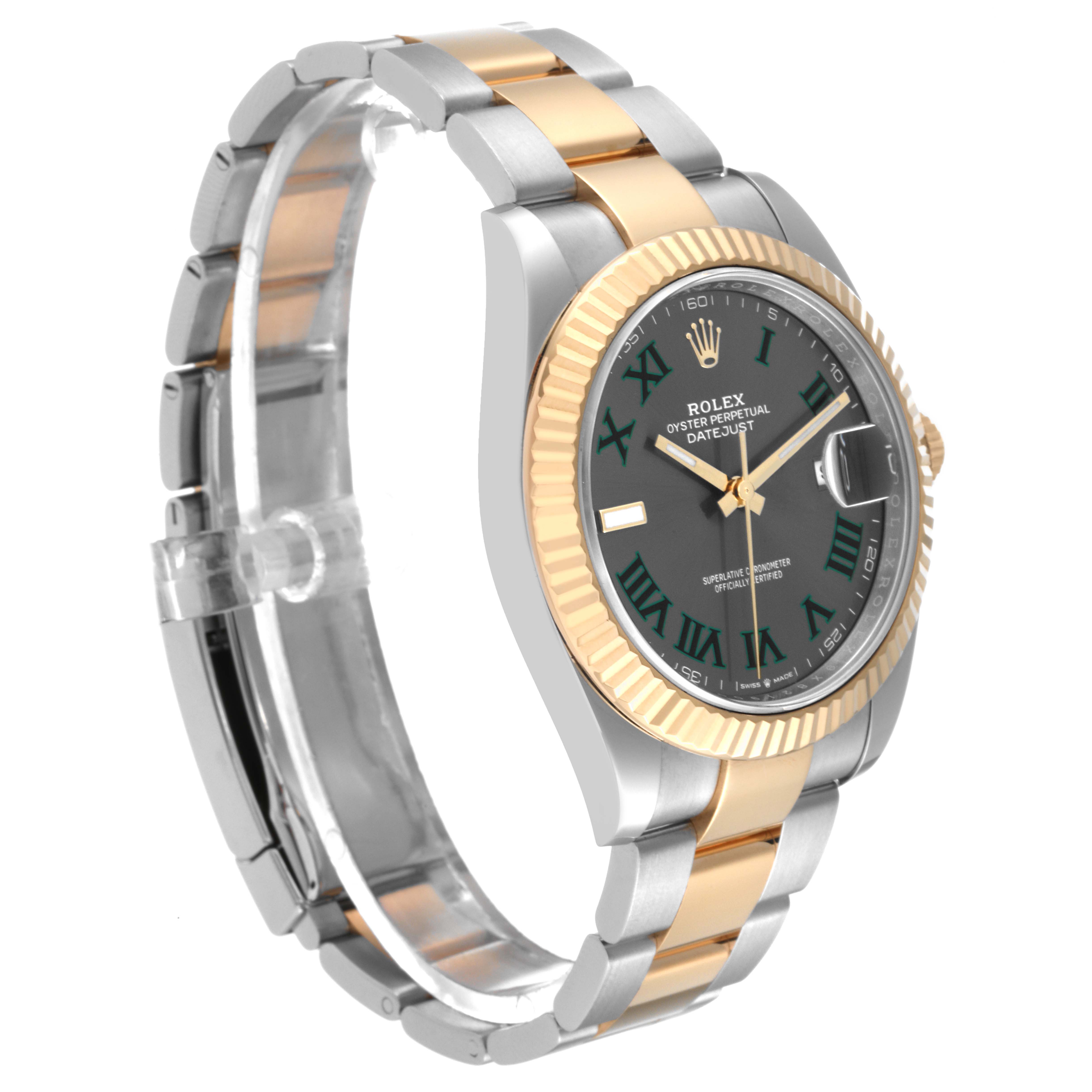 The image shows a Rolex Datejust 41 126333 Men's Steel and Gold (two tone) Grey Dial 126333 Men's Steel and Gold (two tone) Grey Dial watch at a slight angle, highlighting the face, bezel, and two-tone bracelet.