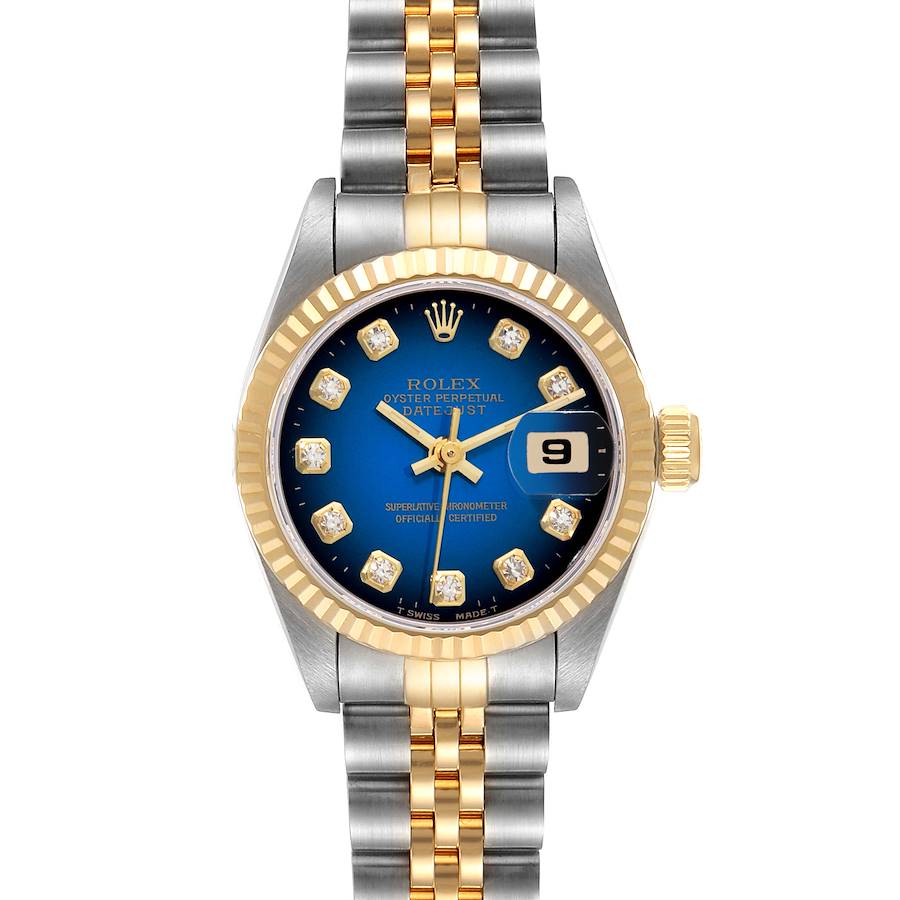 Rolex Datejust Vignette Diamond Dial Steel Yellow Gold Watch 69173 Box Papers SwissWatchExpo