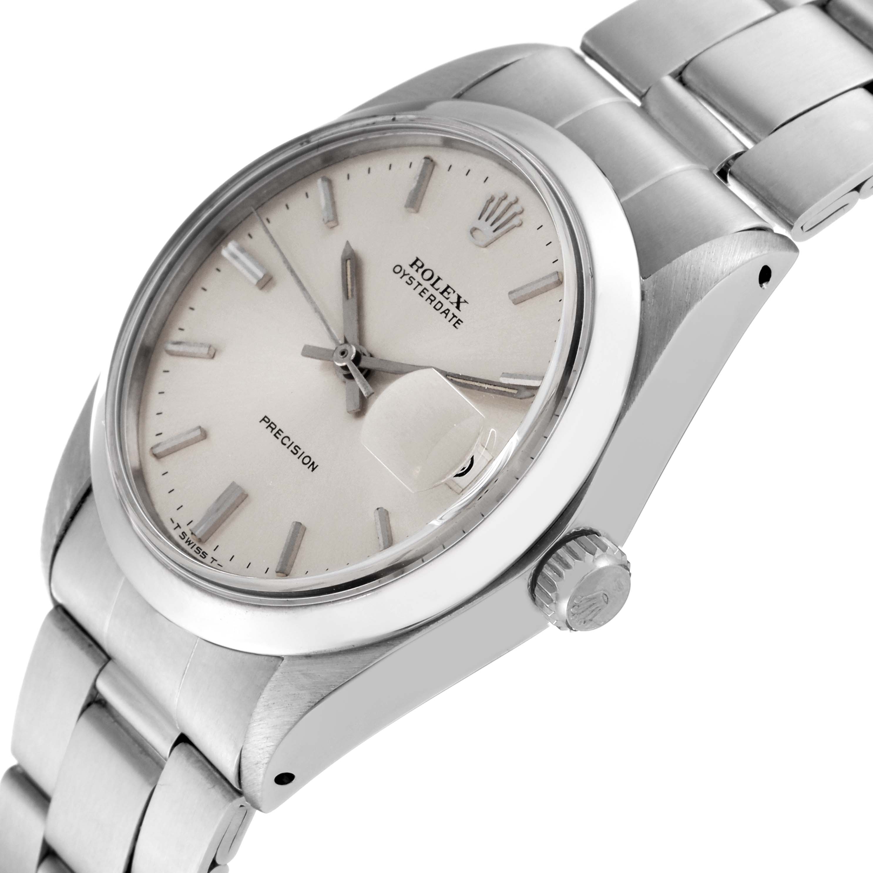 The Rolex Vintage Collection 6694 Men's Stainless Steel Silver Dial 6694 Men's Stainless Steel Silver Dial watch is shown at an angled close-up, highlighting the dial, crown, and part of the metal bracelet.