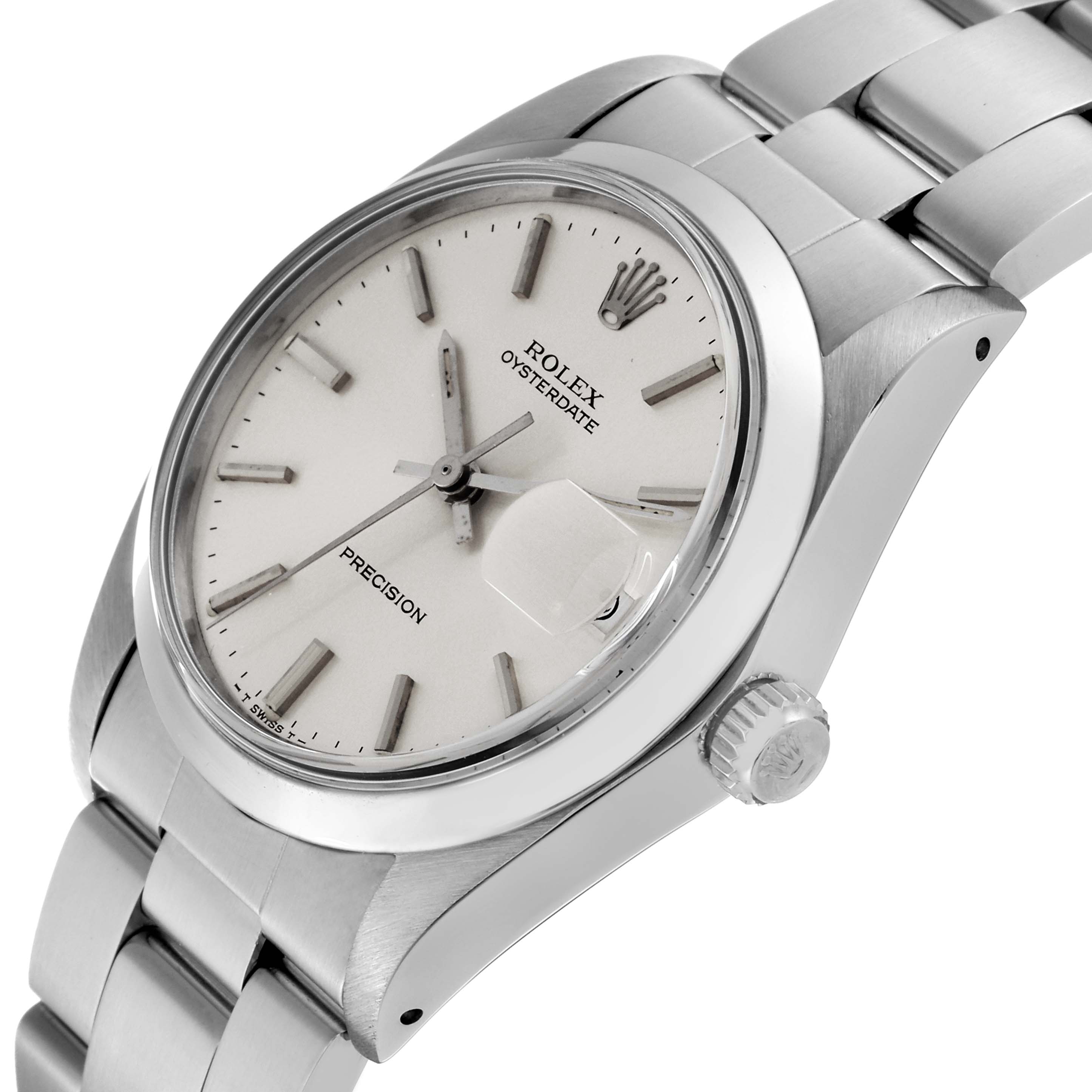 The image shows a Rolex Vintage Collection 6694 Men's Stainless Steel Silver Dial 6694 Men's Stainless Steel Silver Dial model, angled to display the dial, crown, bracelet, and part of the case.