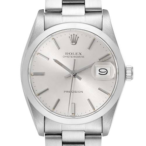 This image shows a front view of the Rolex Vintage Collection model, highlighting the dial, date window, and bracelet.