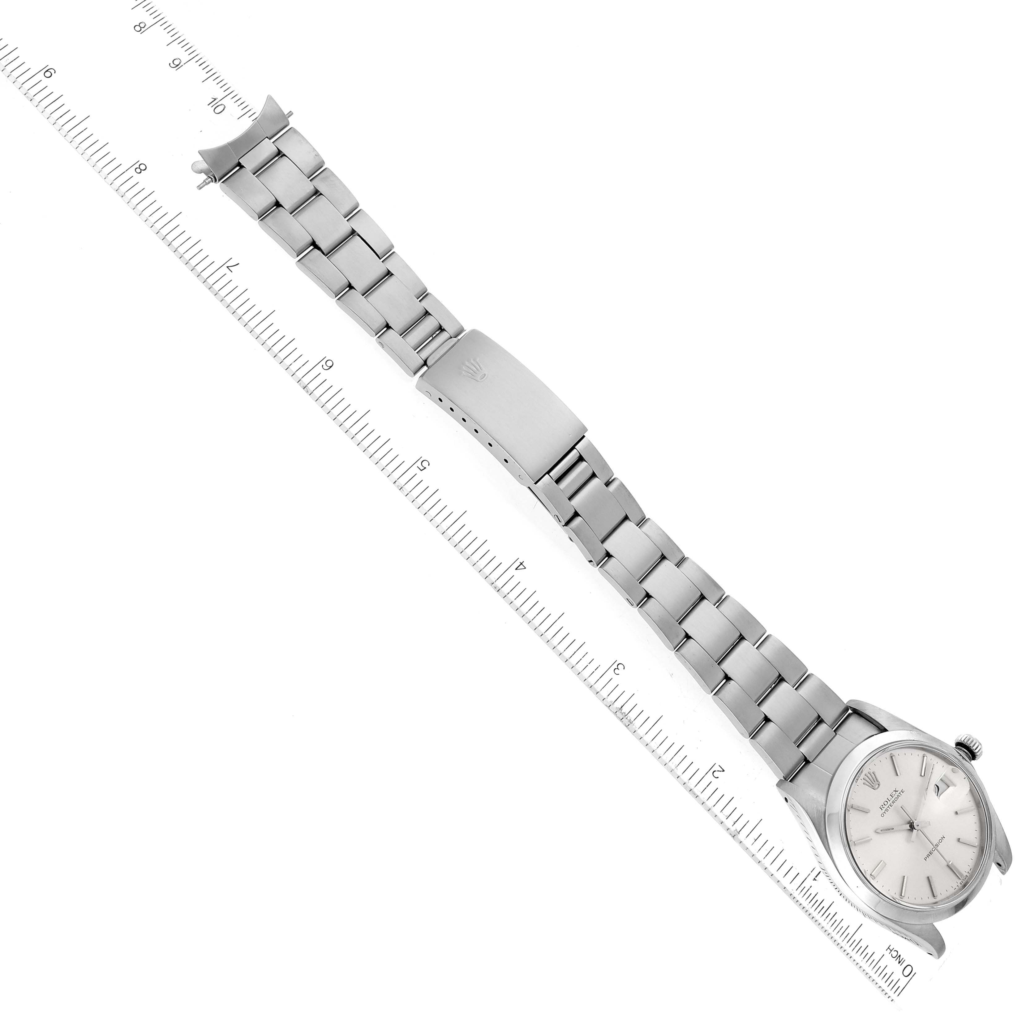 The image shows a Rolex Vintage Collection 6694 Men's Stainless Steel Silver Dial 6694 Men's Stainless Steel Silver Dial model laid flat, displaying the dial face, bracelet, and clasp from a top-down angle.