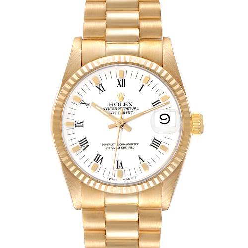 Photo of Rolex President Datejust Midsize White Dial Yellow Gold Ladies Watch 68278