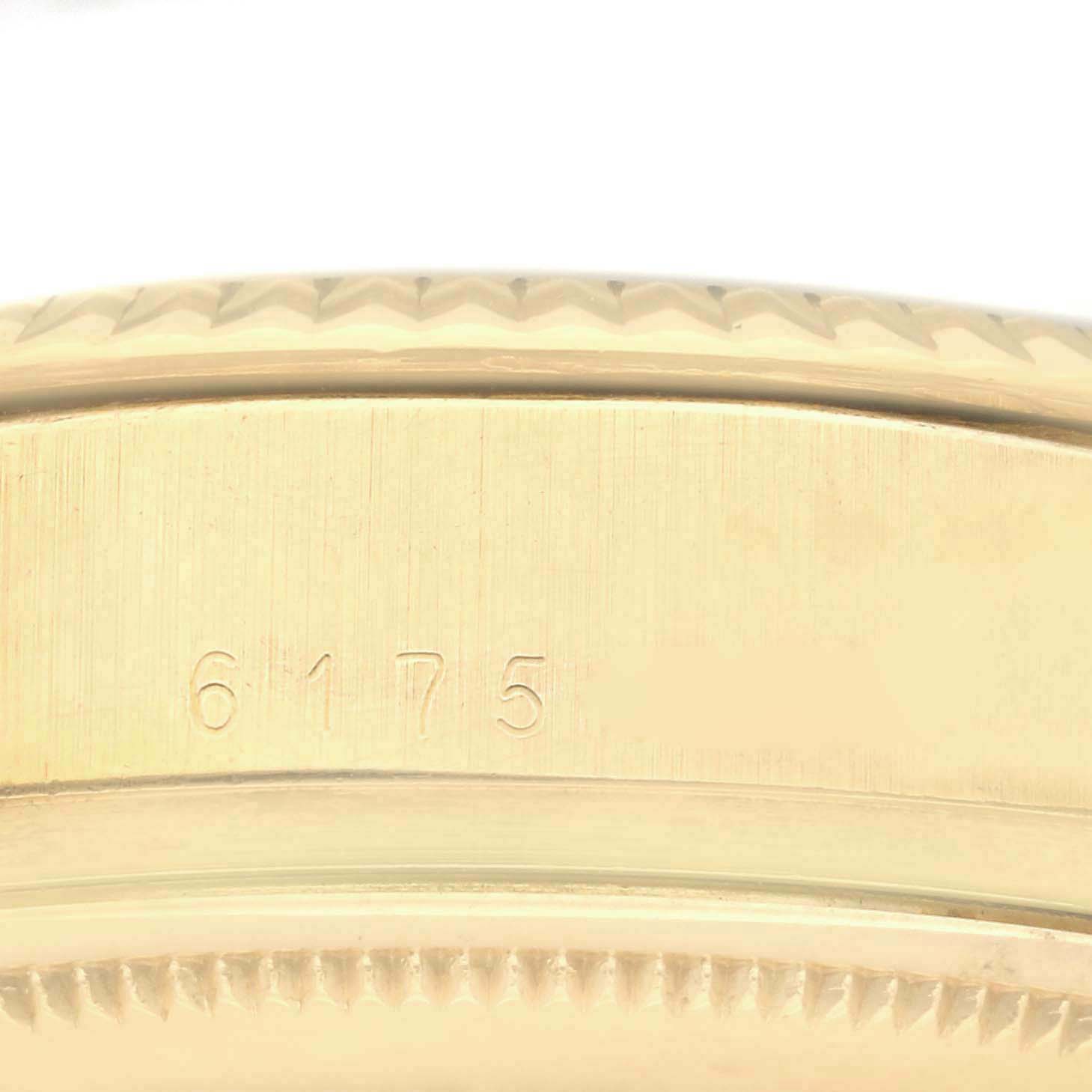 This image shows a close-up of the side casing with a serial number on the President model by Rolex.