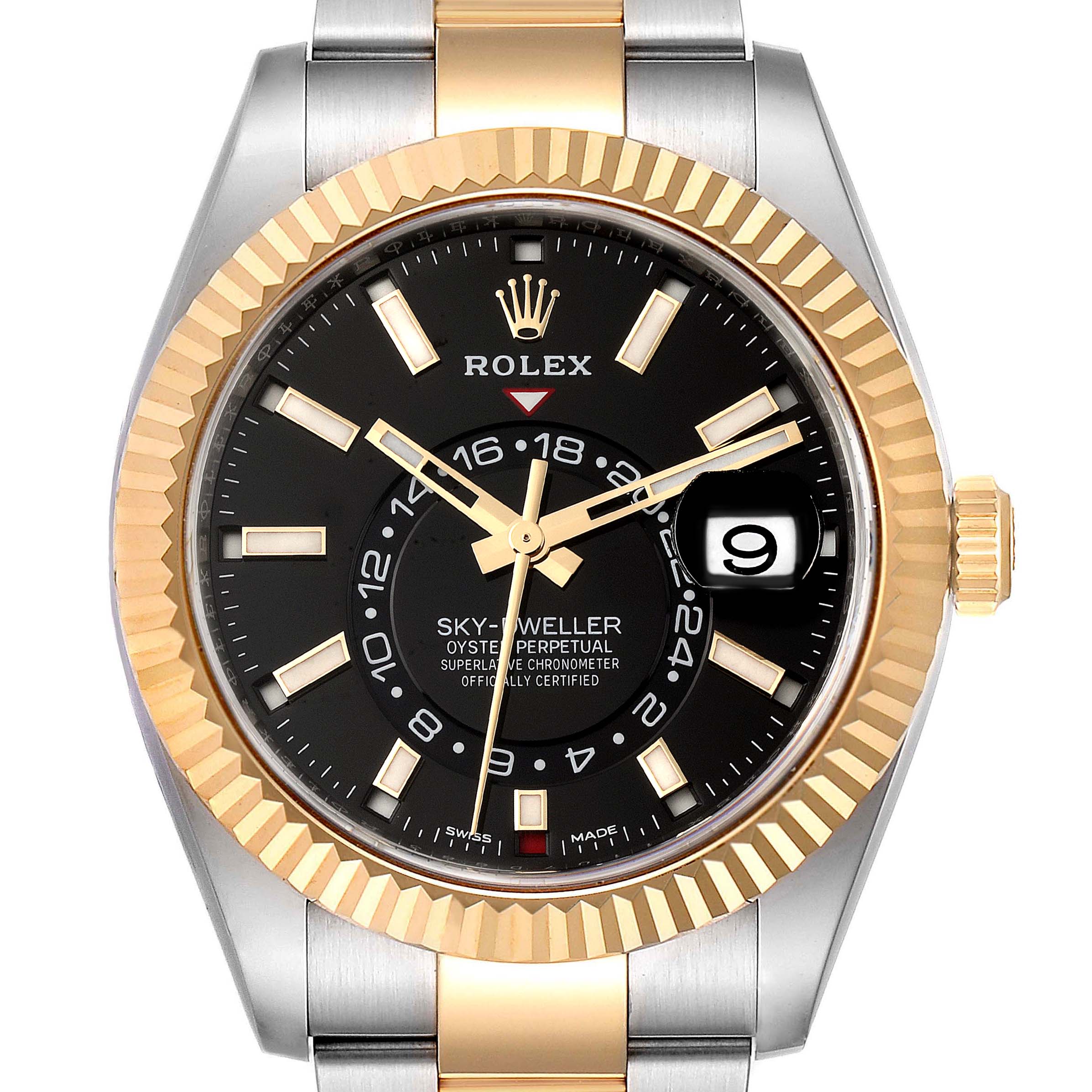 Rolex Sky Dweller Yellow Gold Steel White Dial Mens Watch 326933 Unworn ...