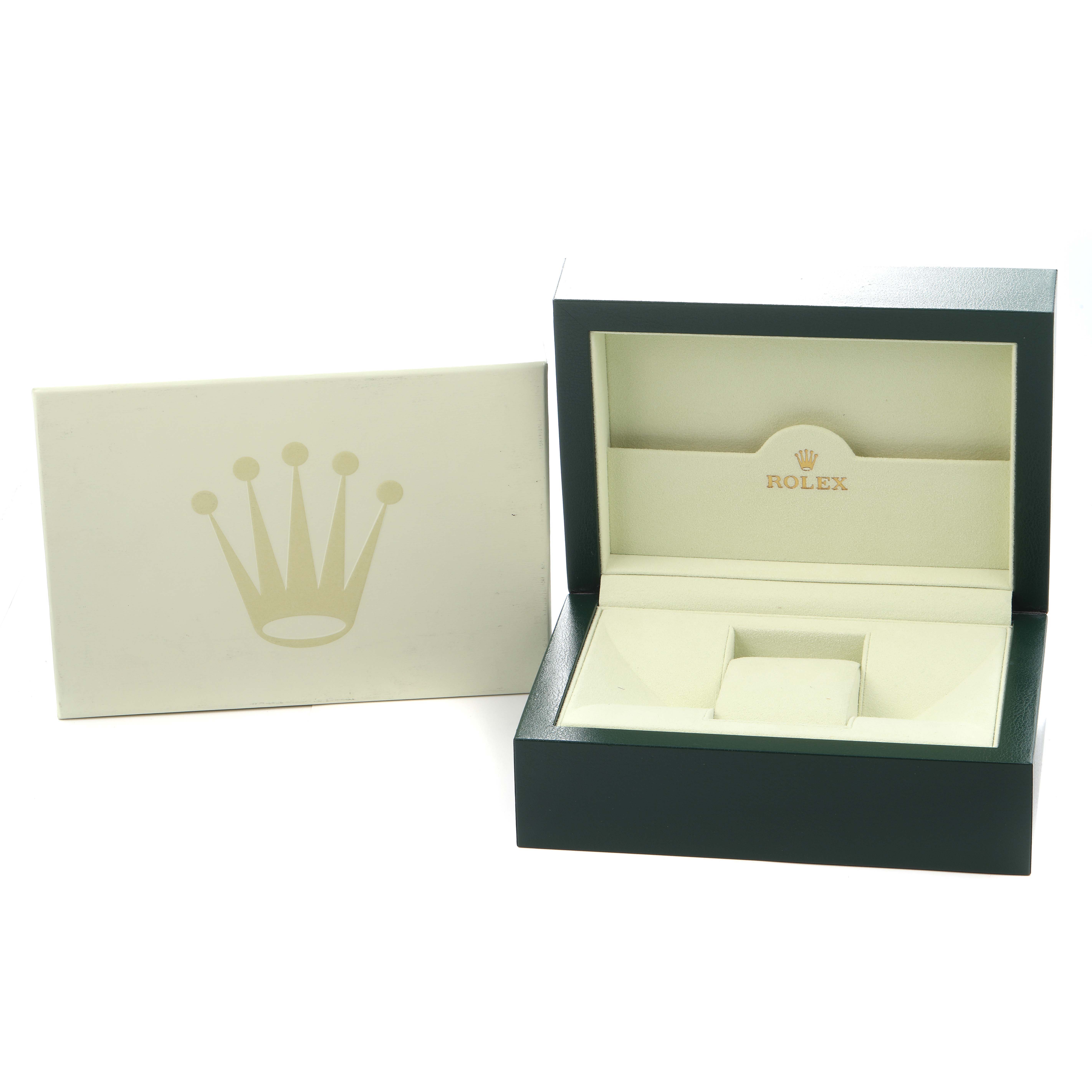 The image shows an open Rolex box for the Submariner model 16613, alongside a branded outer box.