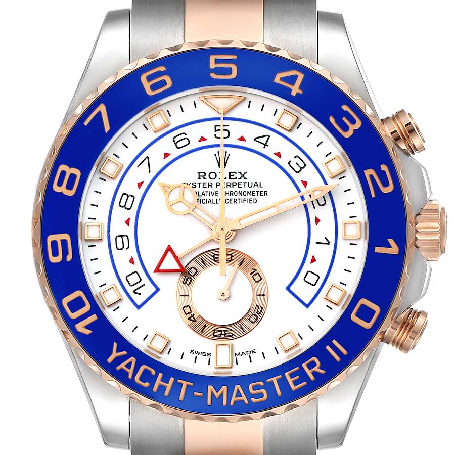 Rolex Yachtmaster II Steel Rose Gold Mens Watch 116681 Box Card SwissWatchExpo