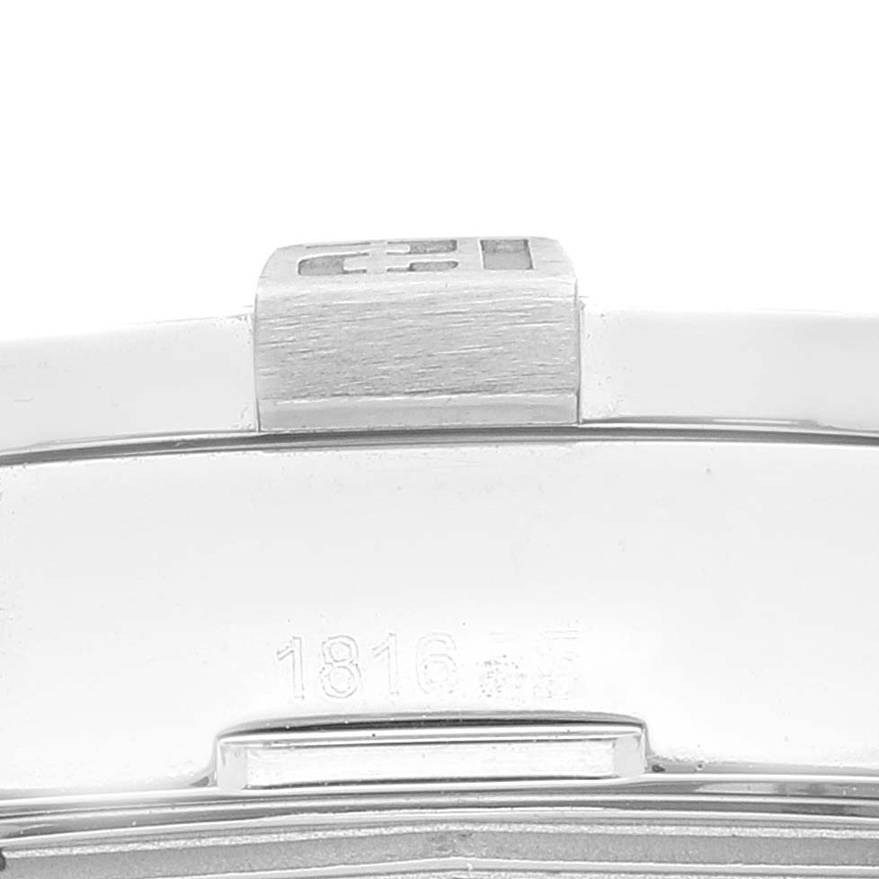This image shows a close-up side view of a Breitling Avenger A3239011-C872-170A Men
s Stainless Steel Mother of Pearl Dial A3239011-C872-170A Men
s Stainless Steel Mother of Pearl Dial watch clasp, focusing on the deployment buckle and engraved markings.