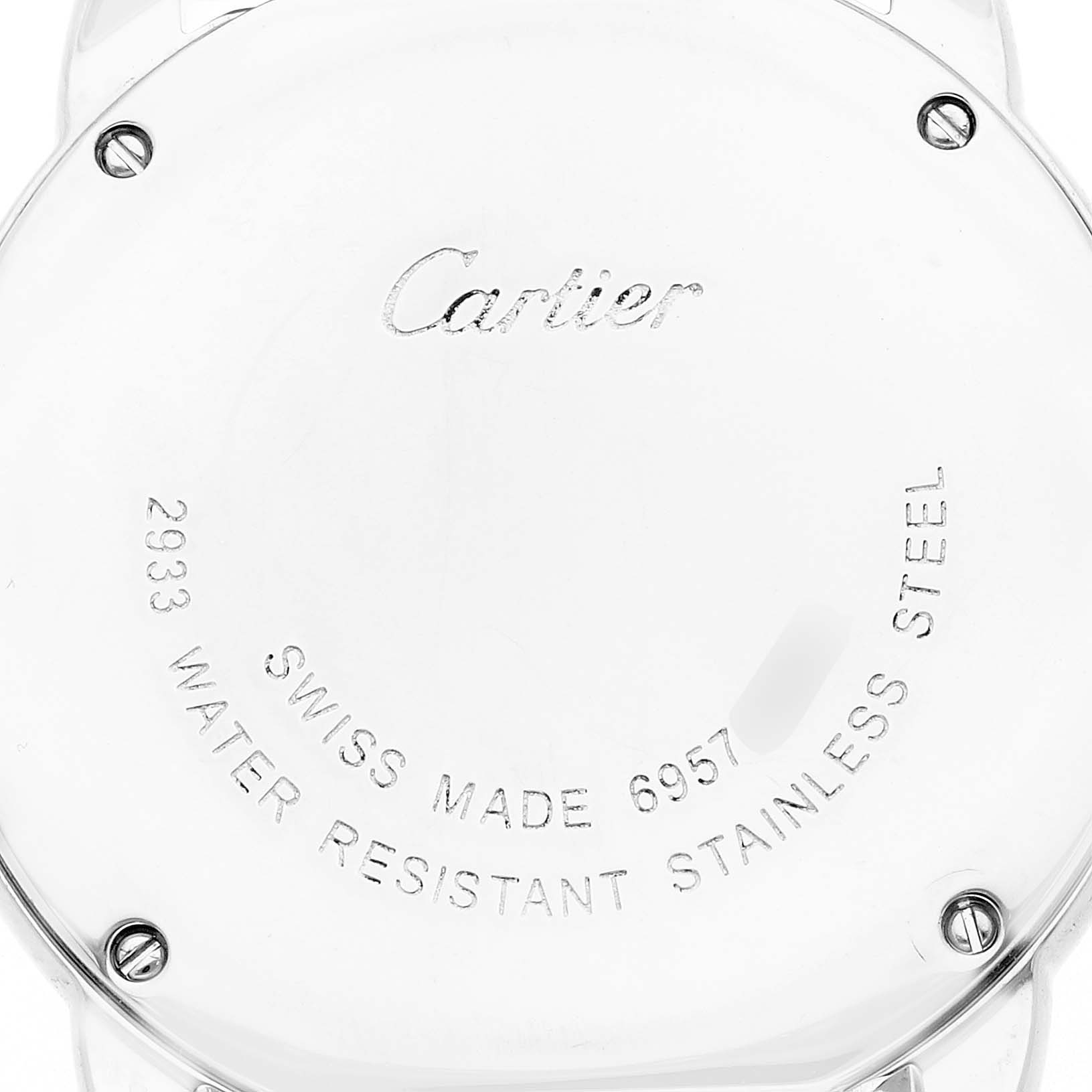 The image shows the back of the Cartier Ronde watch, model number 72661, featuring engraved details and screws.