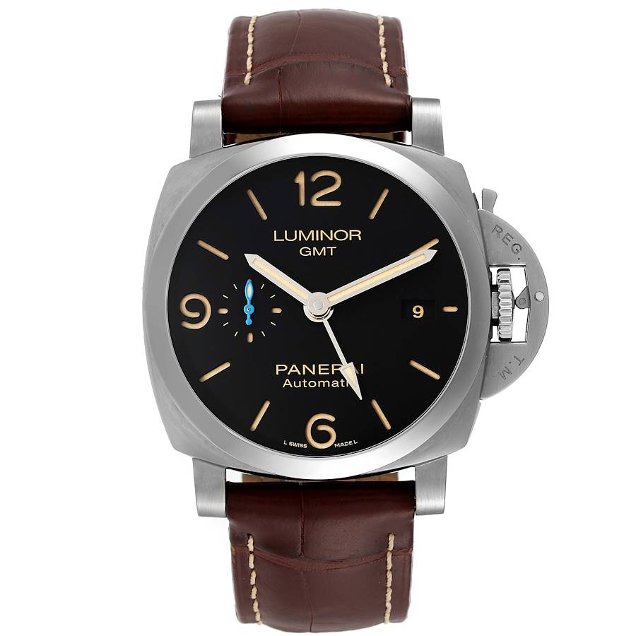 Panerai Luminor GMT 44mm Black Dial Steel Mens Watch PAM01320 Box