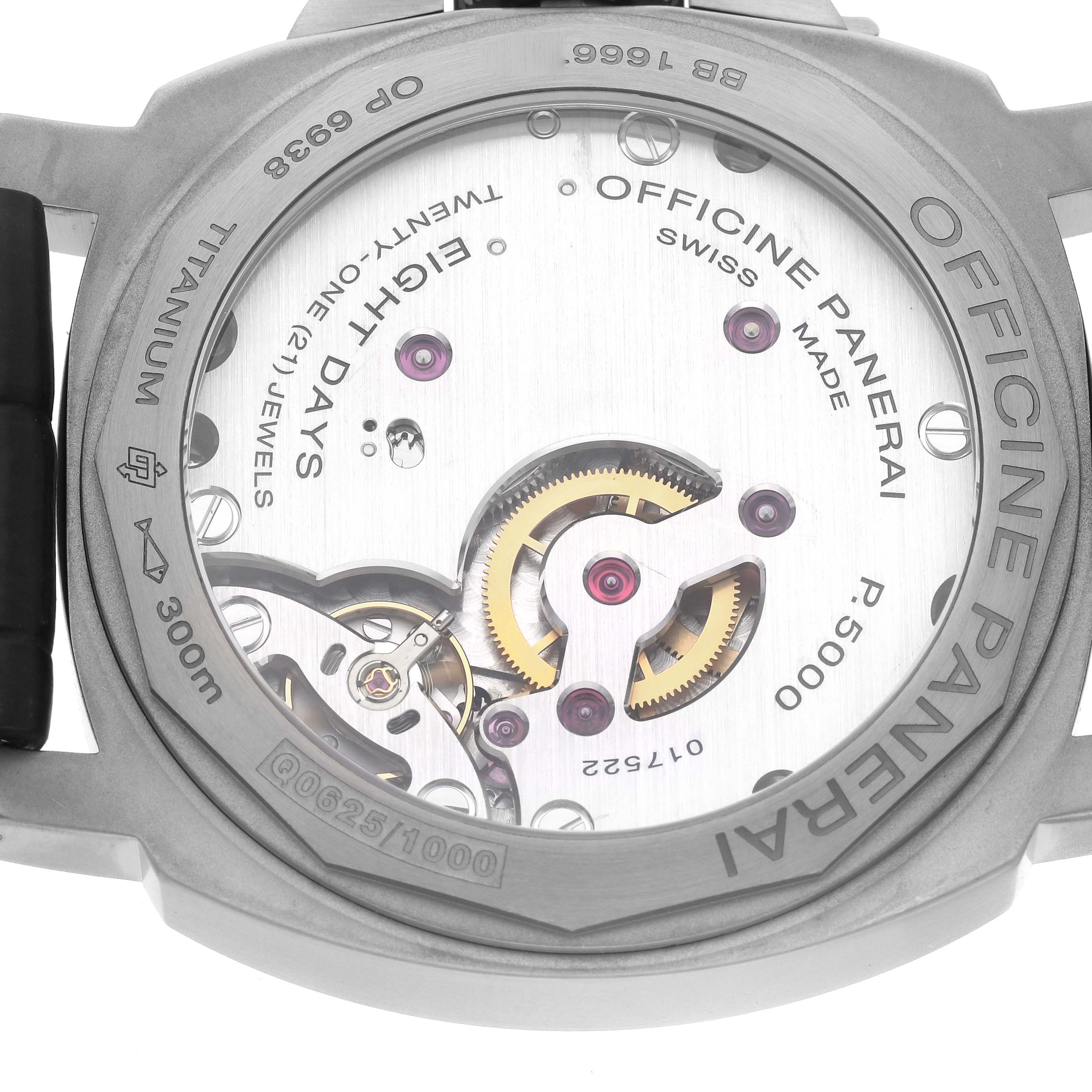 This is a rear view of the Panerai Luminor PAM00564 Men
s Stainless Steel Black Dial PAM00564 Men
s Stainless Steel Black Dial watch, showing the movement and internal components.