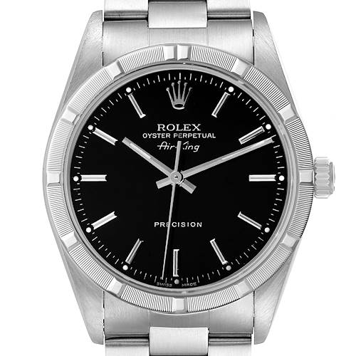 Photo of Rolex Air King 34 Black Dial Oyster Bracelet Steel Mens Watch 14010 Box Papers