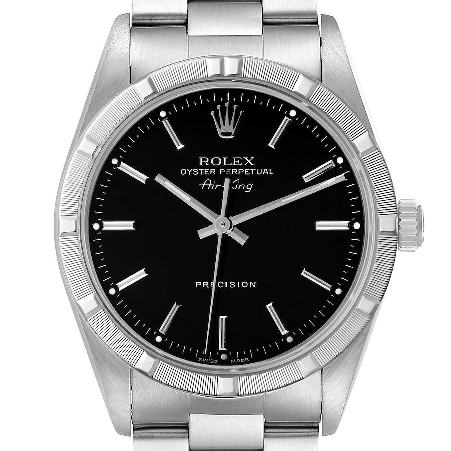 Rolex Air King 34 Black Dial Oyster Bracelet Steel Mens Watch 14010 Box Papers SwissWatchExpo