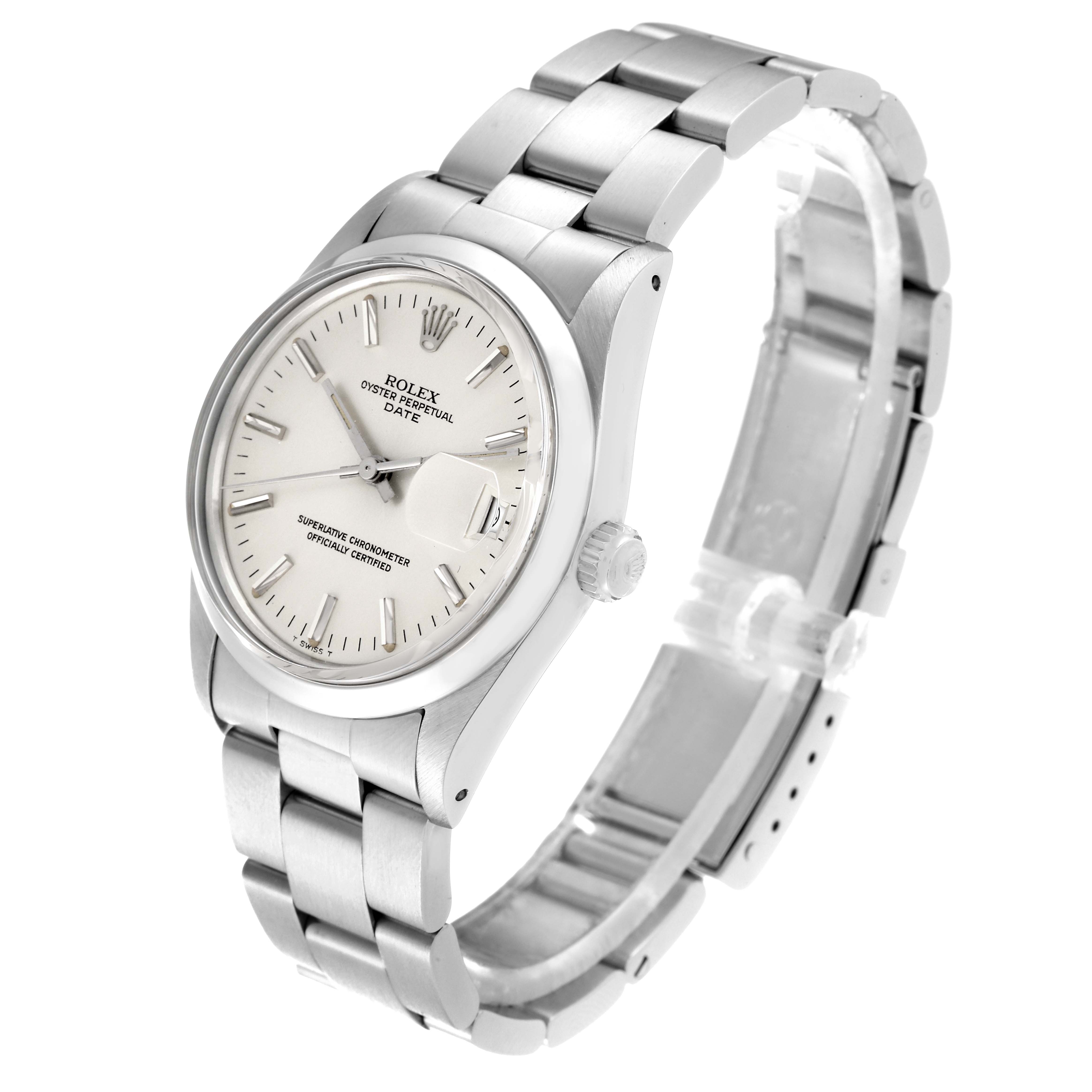 The Vintage Collection Rolex watch is shown at a three-quarter angle, displaying the bezel, dial, crown, bracelet, and date window.