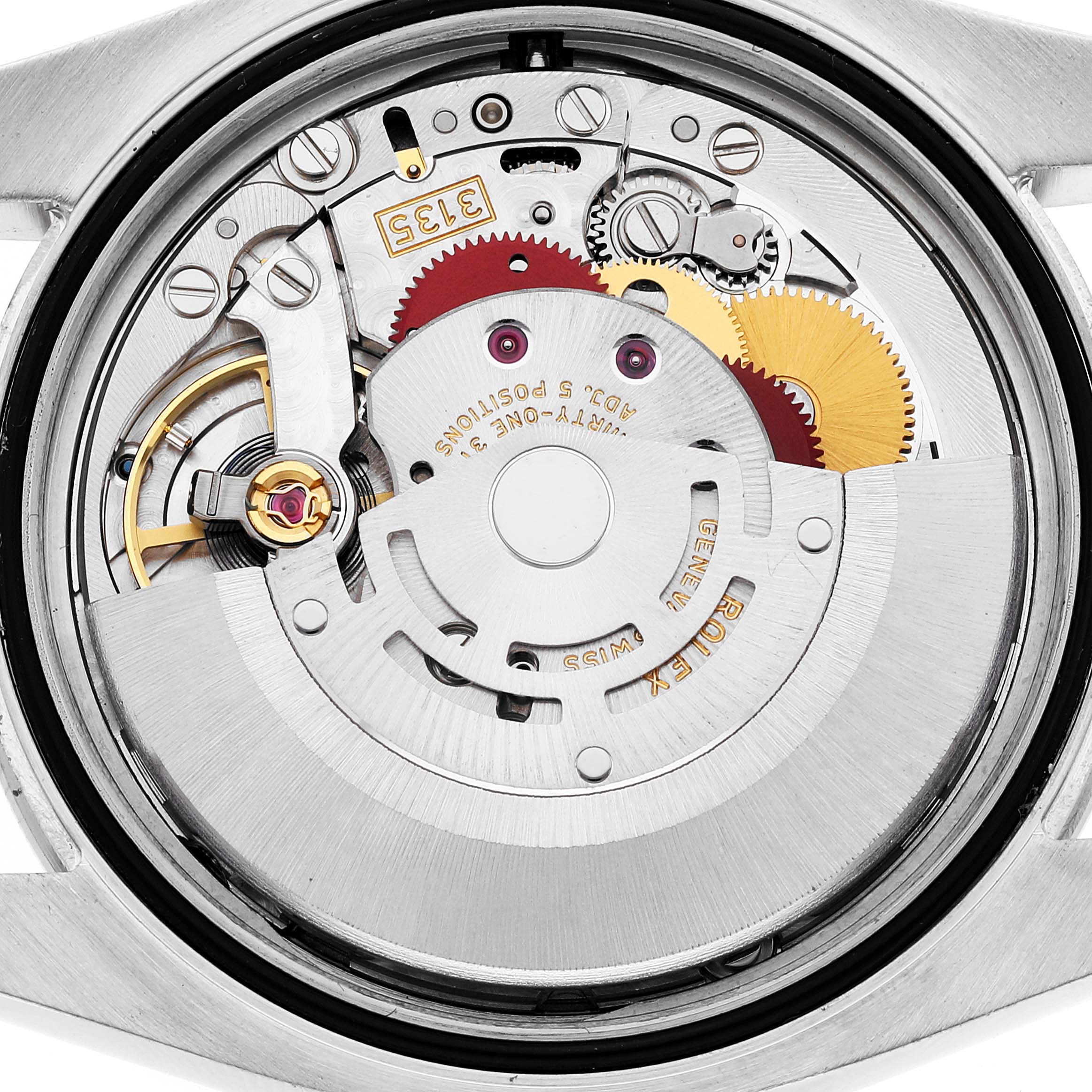 The image shows the inner mechanical movement of a Rolex Datejust 116244 Men's Stainless Steel Silver Dial 116244 Men's Stainless Steel Silver Dial watch from a top-down angle.