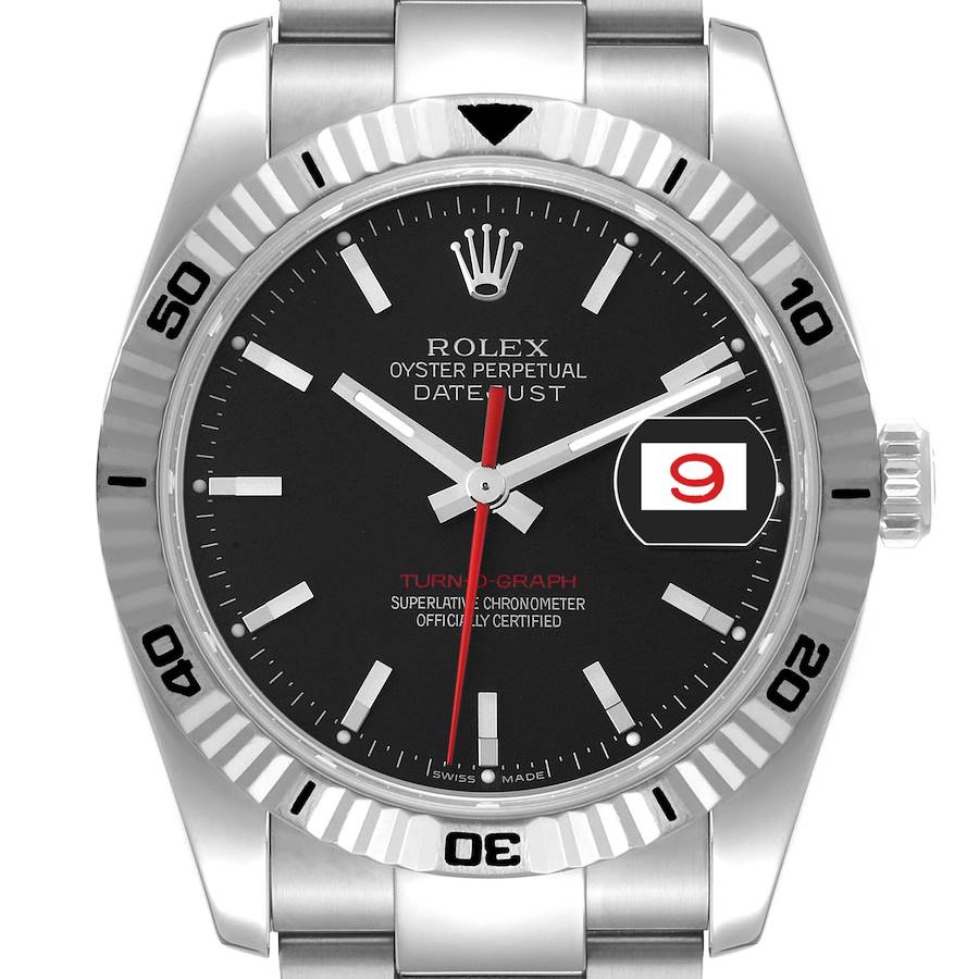 Rolex Datejust Turnograph Black Dial Steel Mens Watch 116264 SwissWatchExpo