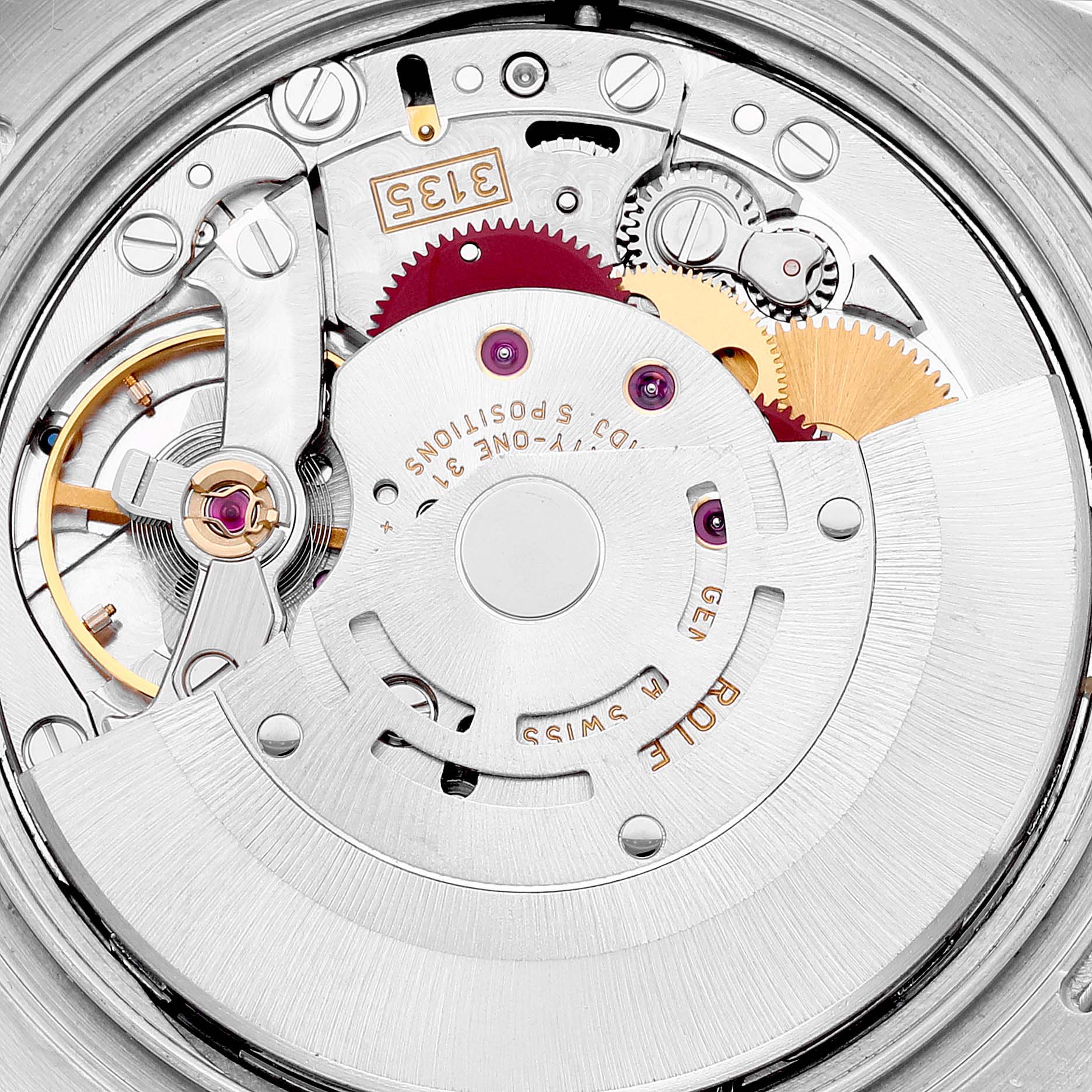 This image shows the intricate inner mechanics of a Rolex Turn-o-Graph 116264 Men's Stainless Steel Blue Dial 116264 Men's Stainless Steel Blue Dial model watch, viewed from the back.