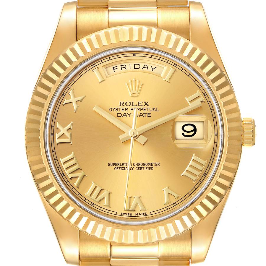 Rolex Day-Date II 41 President Yellow Gold Roman Dial Mens Watch 218238 SwissWatchExpo