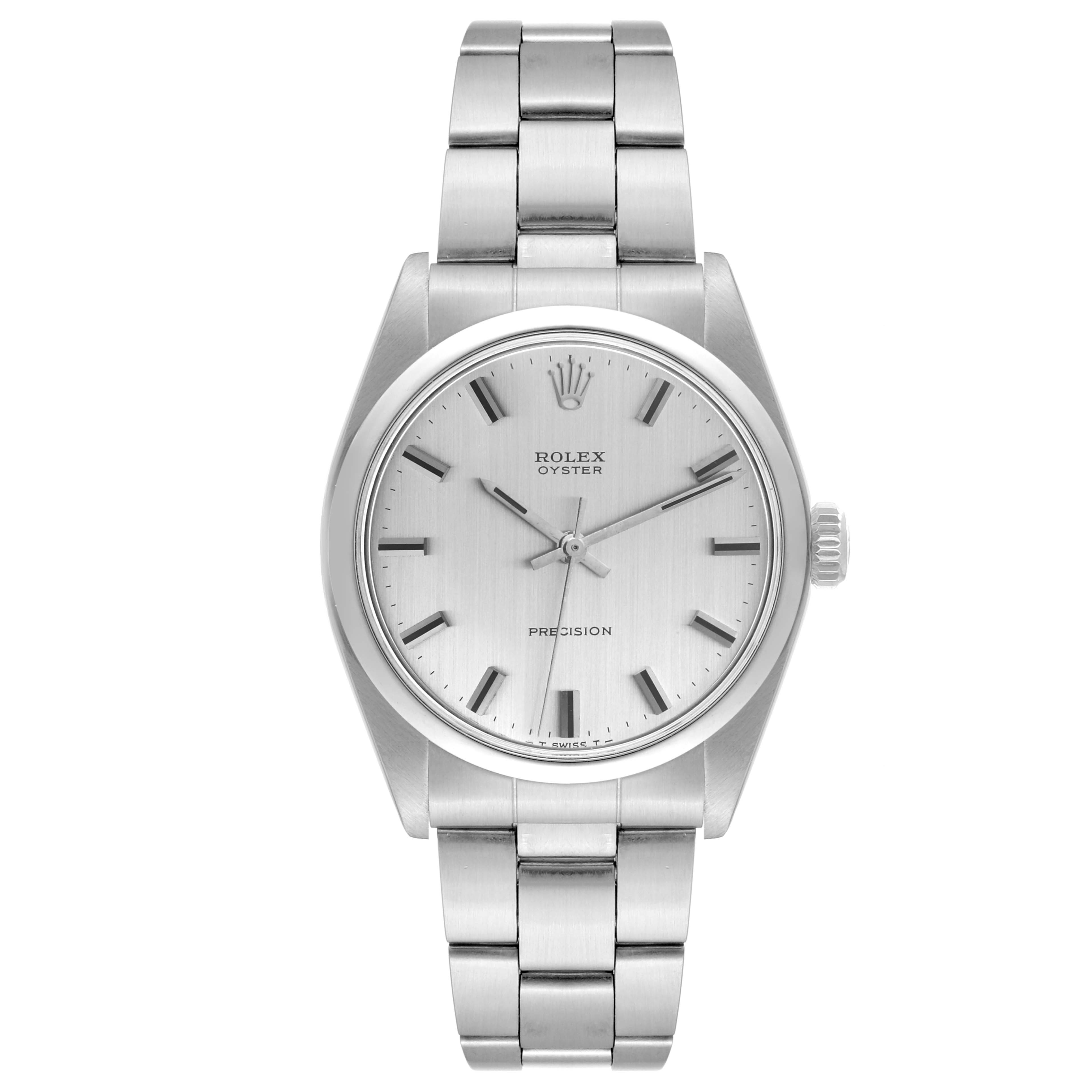 The image shows a frontal view of the Rolex Vintage Collection 6426 Men's Stainless Steel Silver Dial 6426 Men's Stainless Steel Silver Dial model watch, displaying the dial, case, and bracelet.