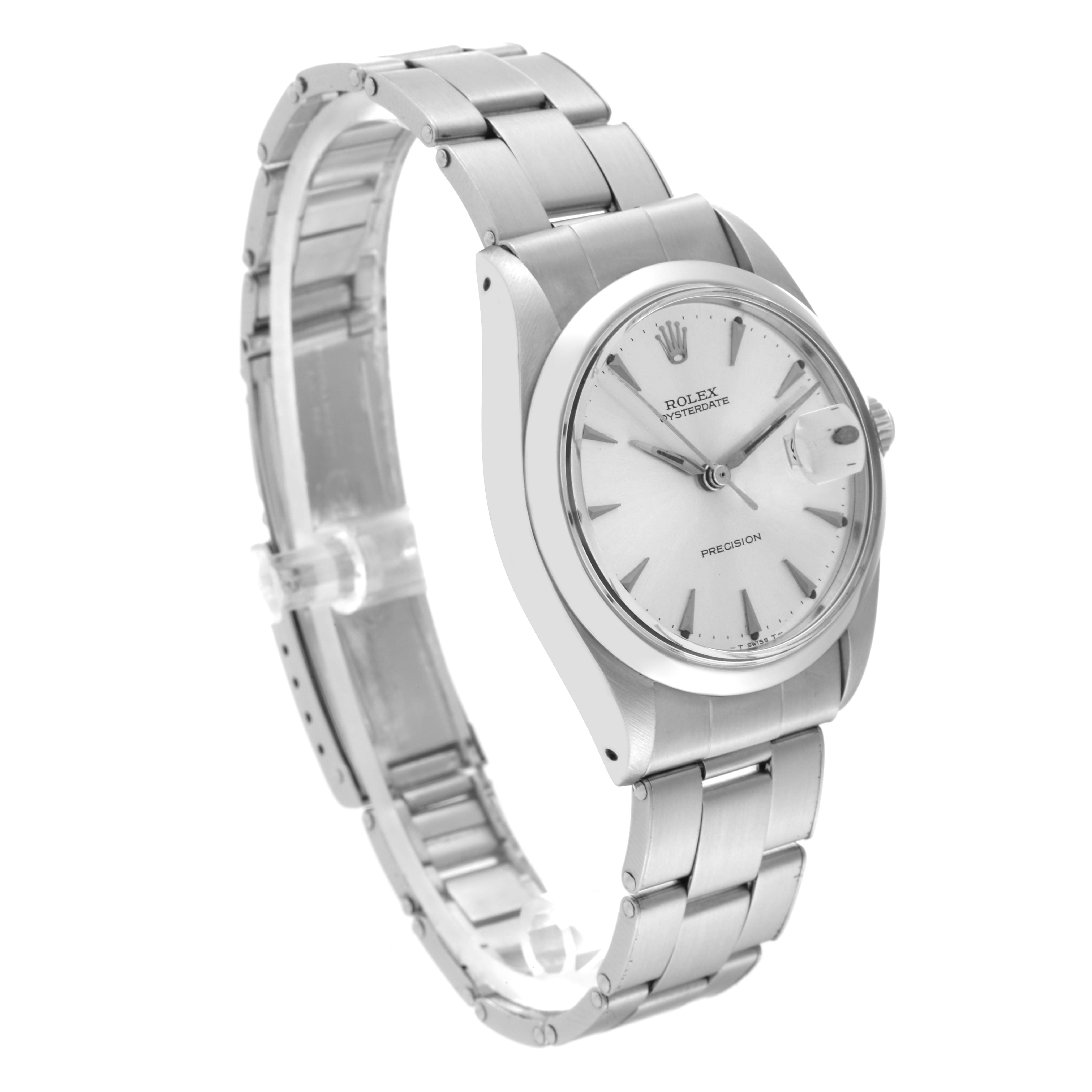 The Rolex Vintage Collection 6694 Men's Stainless Steel Silver Dial 6694 Men's Stainless Steel Silver Dial watch is shown at a three-quarter angle, highlighting the watch face, stainless steel bracelet, and clasp.