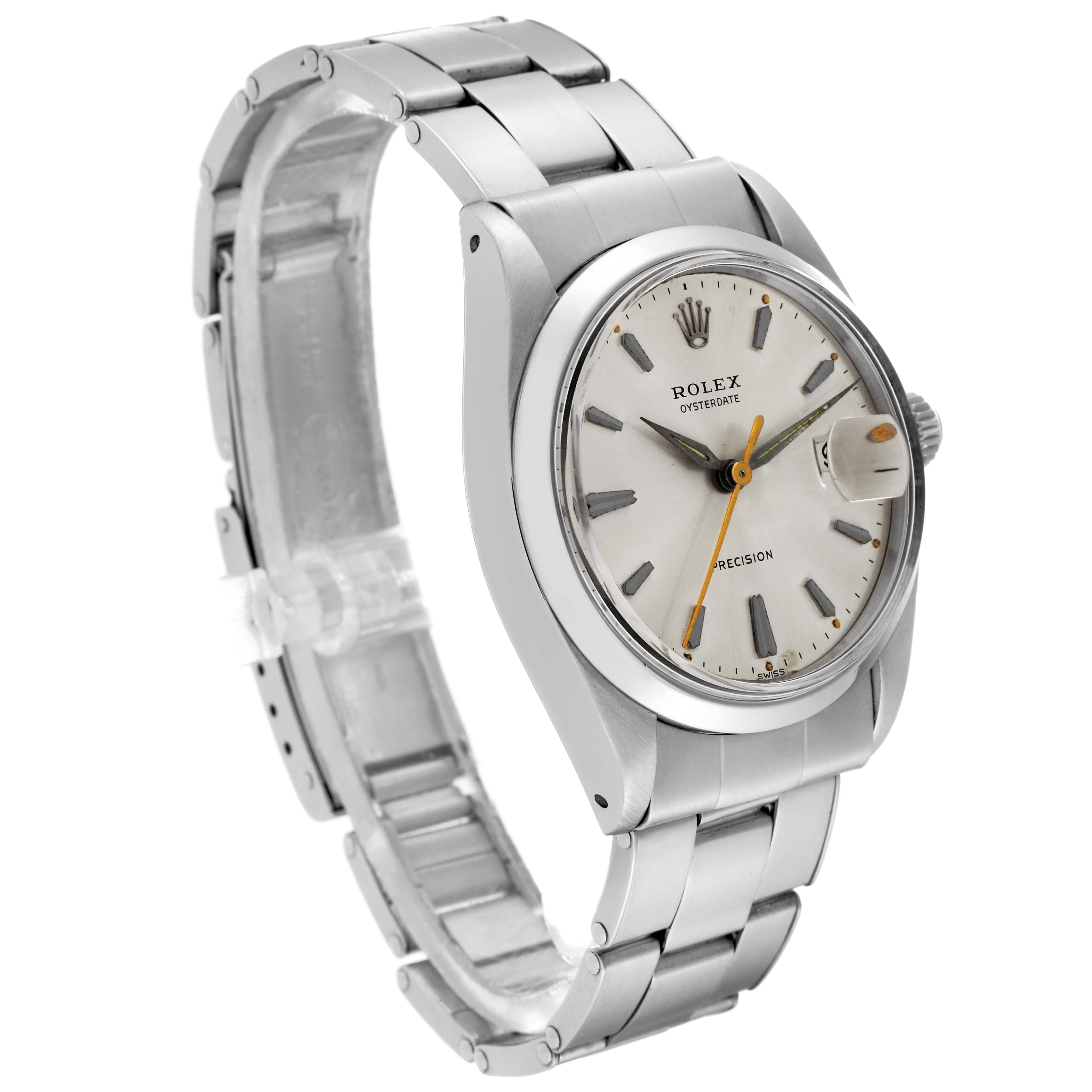 The Vintage Collection Rolex watch is shown at a three-quarter angle, featuring the face, bezel, crown, and bracelet.