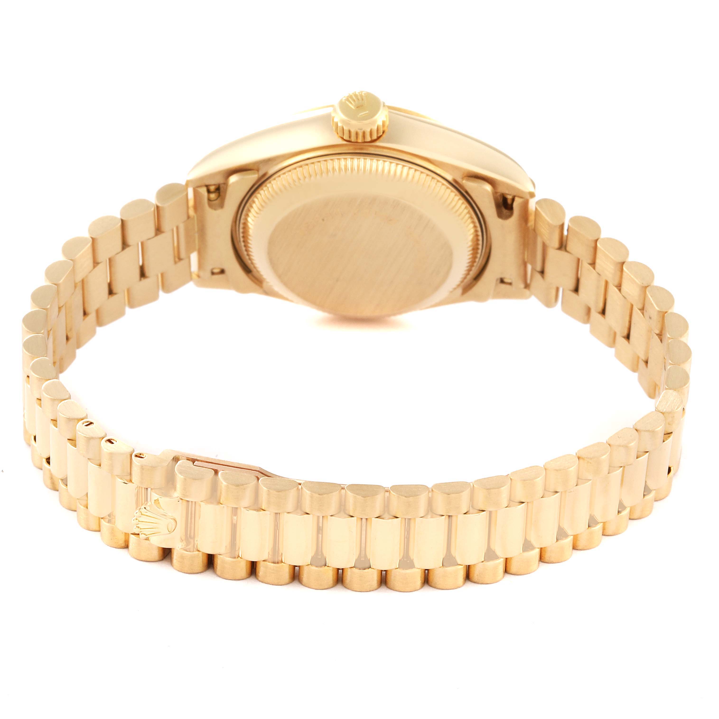 The image shows a Rolex Datejust model 69178 from the back, highlighting the bracelet and case back.