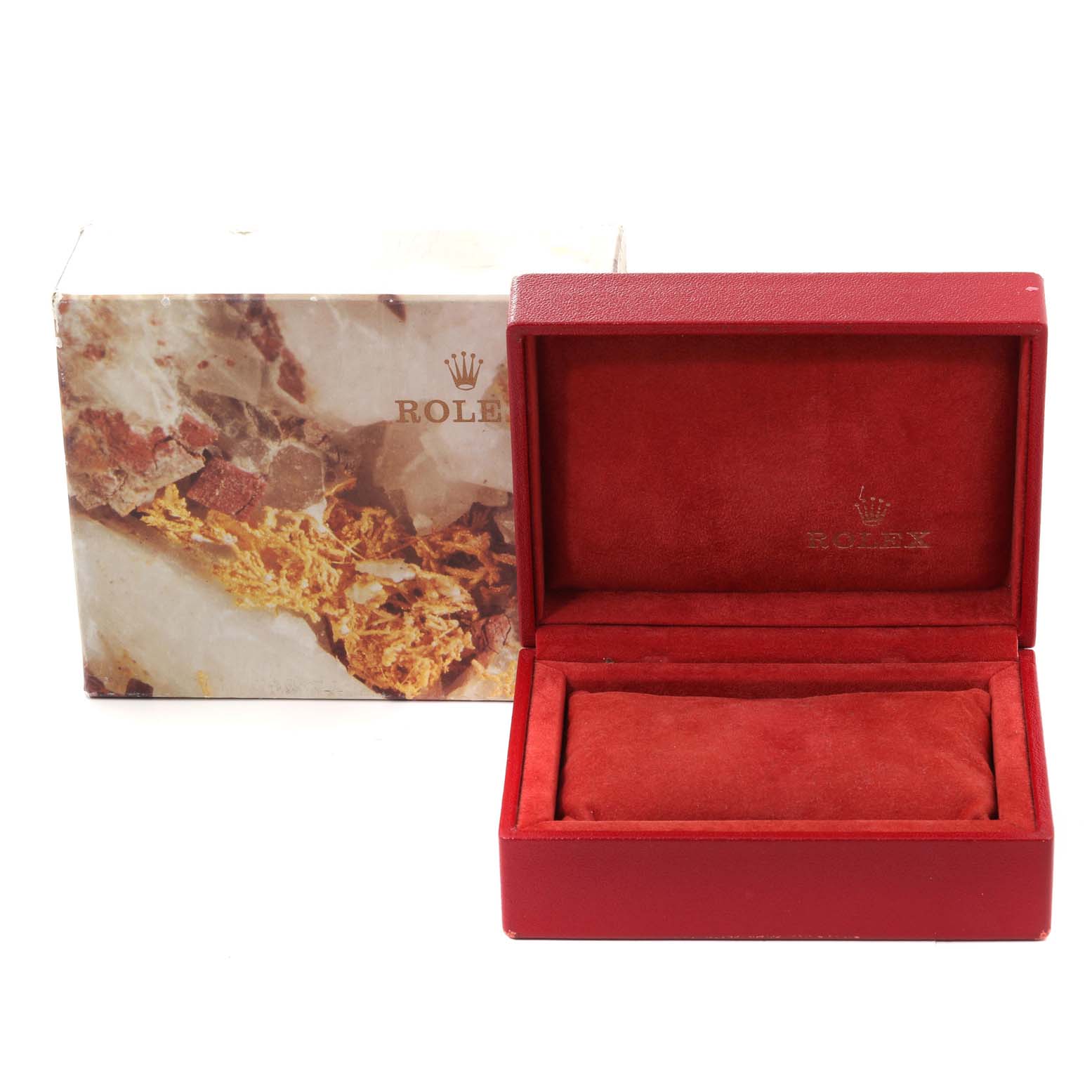 The image shows a Rolex box for a Datejust model 69178, with an outer cardboard box and an open red velvet interior, viewed from the front.