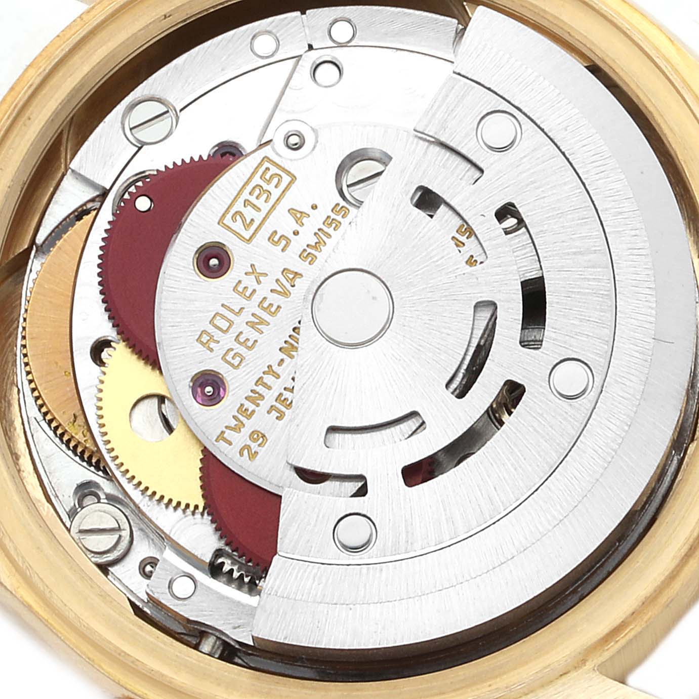 The image shows the internal movement mechanism of the Rolex President 69178 Women
s Yellow Gold Champagne Dial 69178 Women
s Yellow Gold Champagne Dial model.