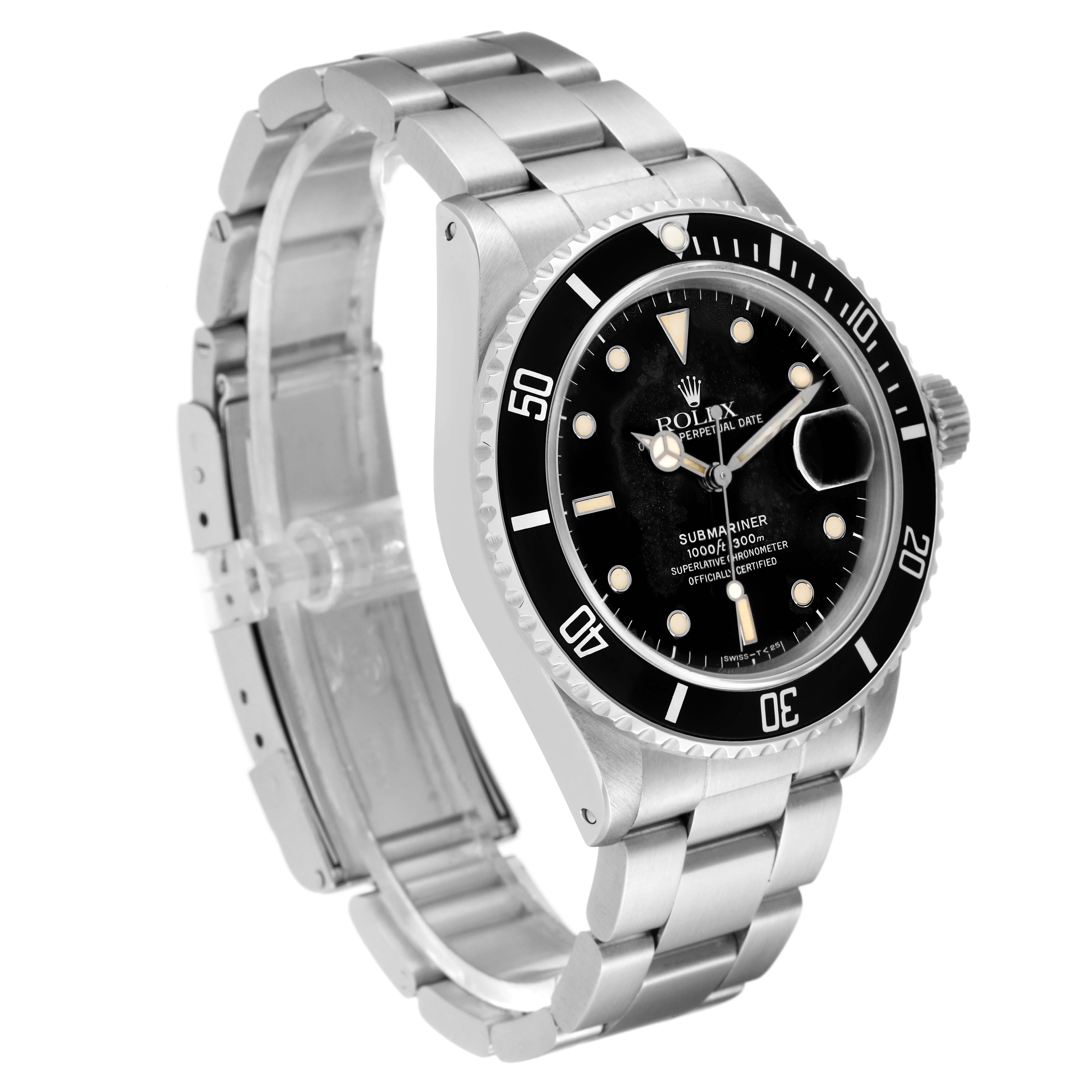 The Rolex Vintage Collection 168000 Men's Stainless Steel Black Dial 168000 Men's Stainless Steel Black Dial watch is shown at a slight angle, displaying the face, bezel, and bracelet.